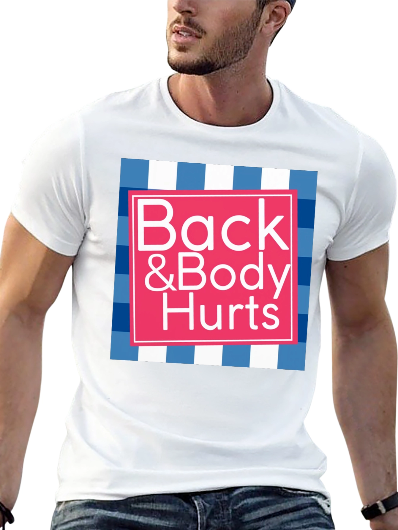Black Funny "Back & Body Hurts" Graphic T-Shirt view 13