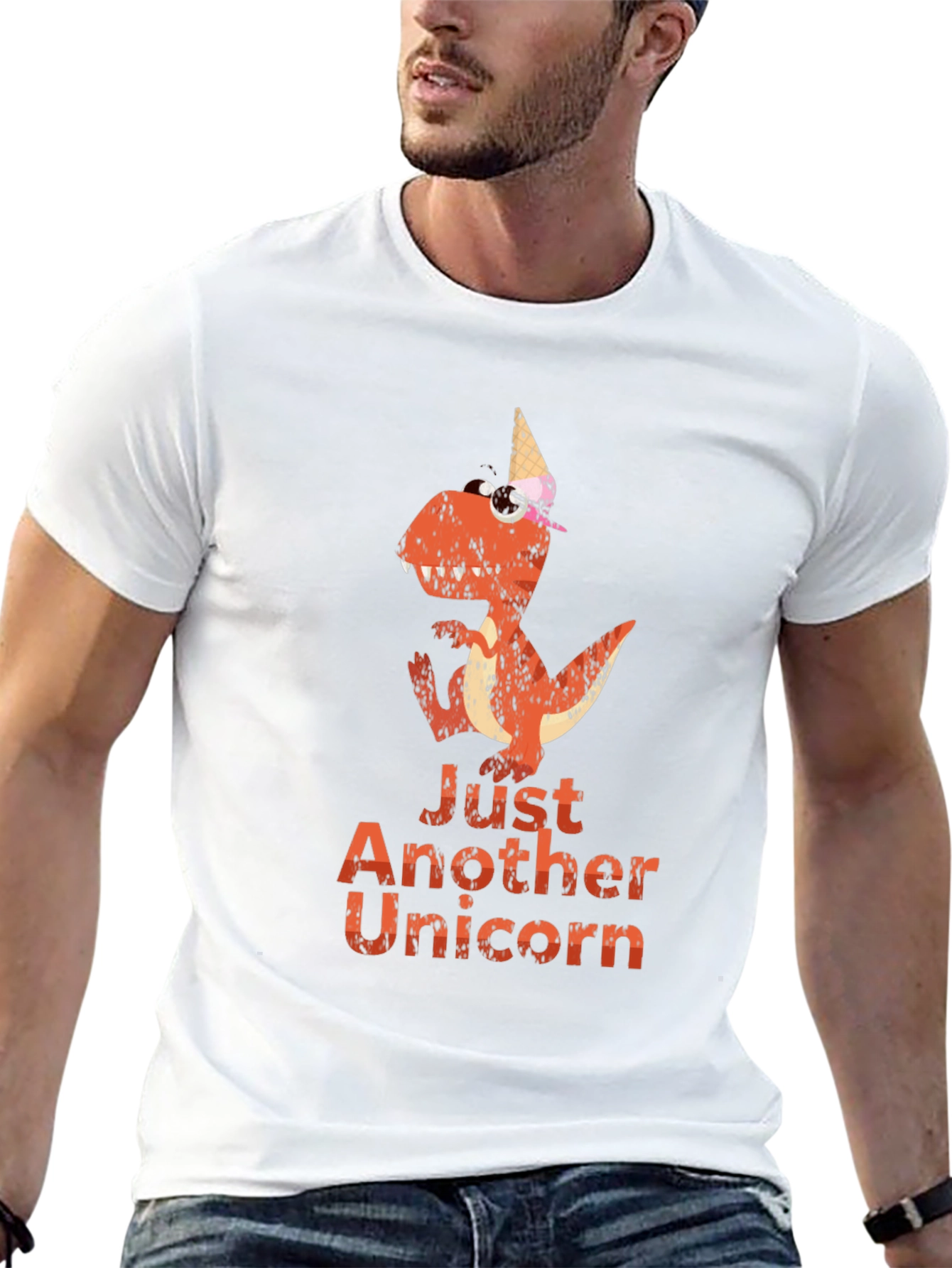 Black Dino Unicorn Graphic Tee - Unique Novelty T-Shirt view 13