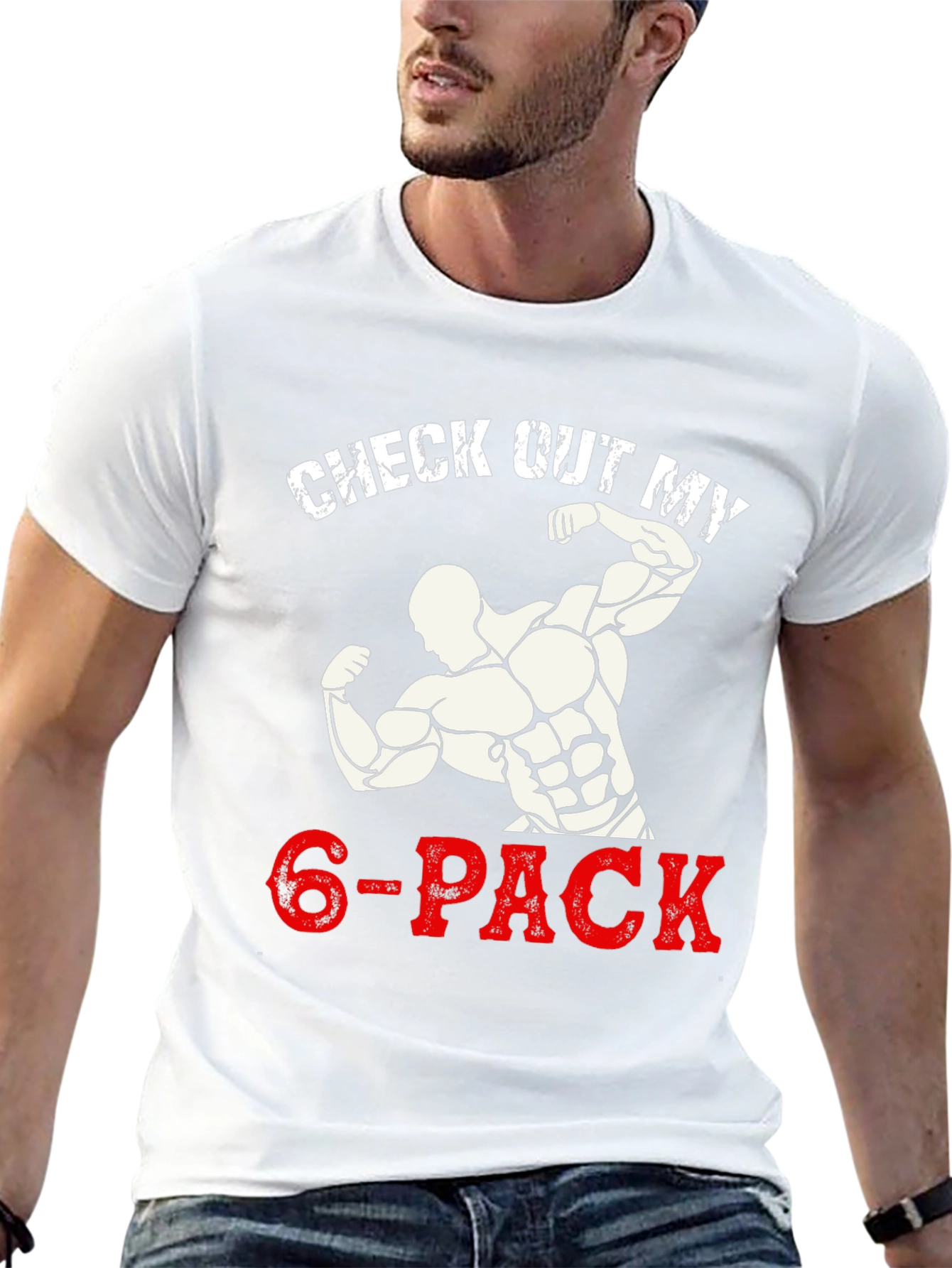 Black Check Out My 6-Pack Funny Gym Workout T-Shirt view 13