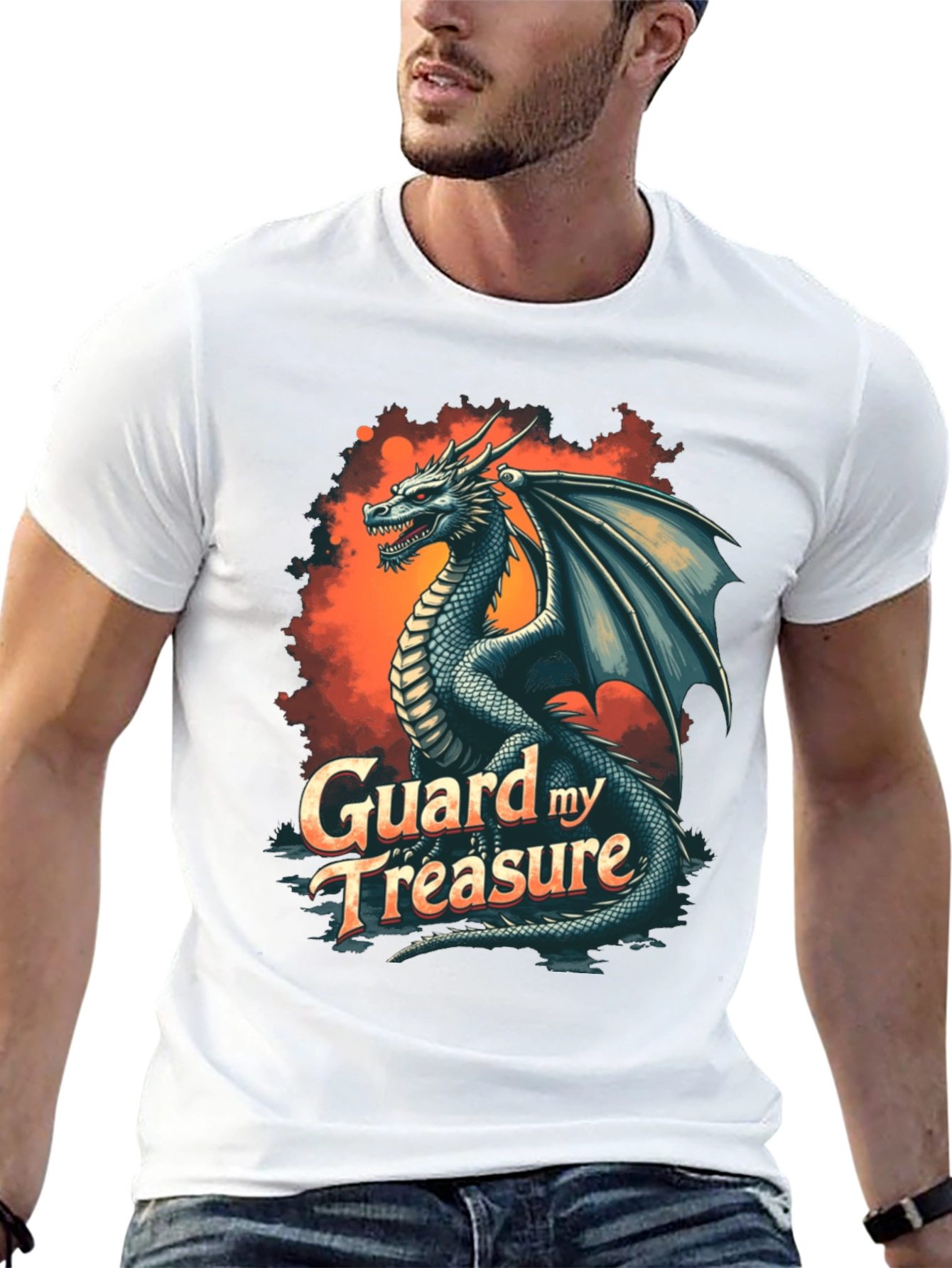 Black Dragon Guard My Treasure Graphic T-Shirt view 13