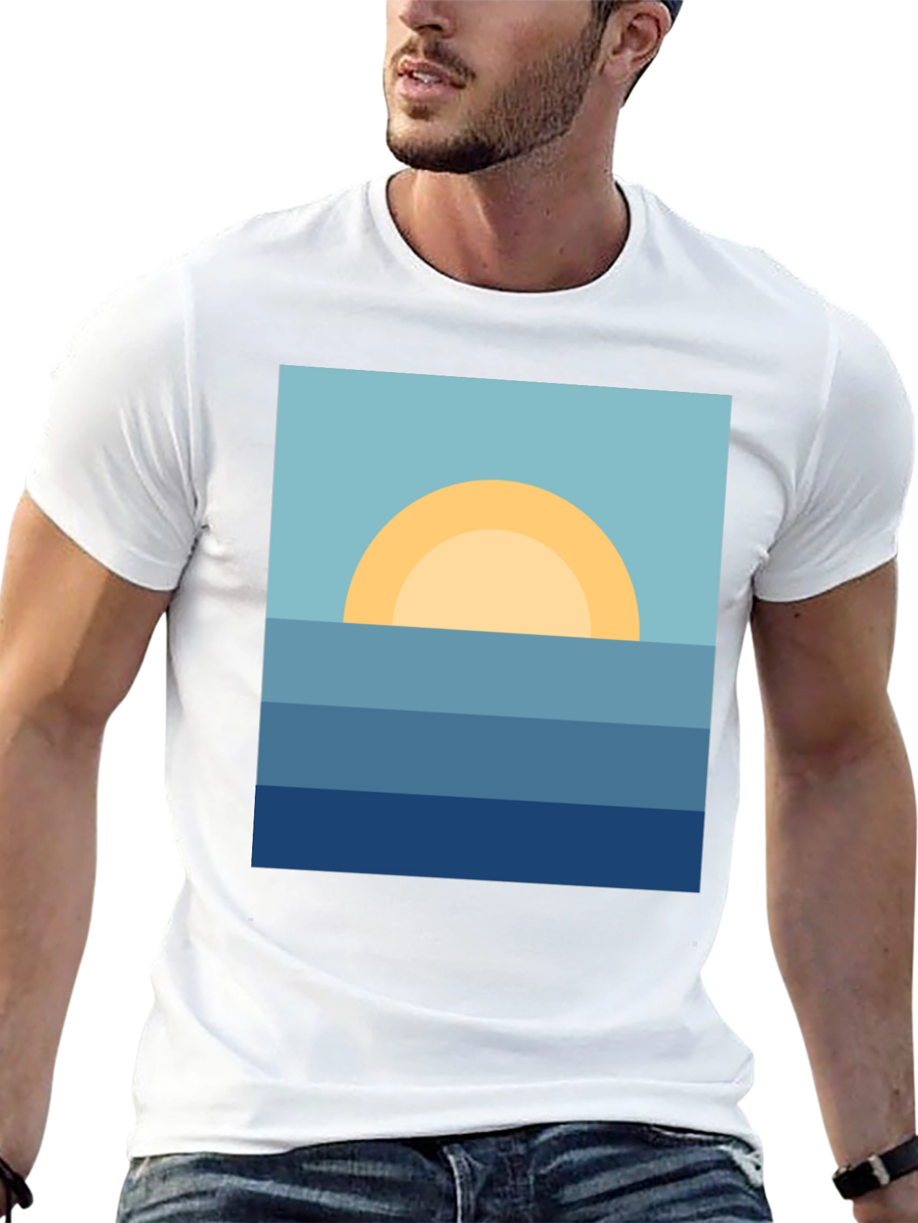Black Sunrise Ocean Graphic Tee - Stylish & Relaxed Fit view 13