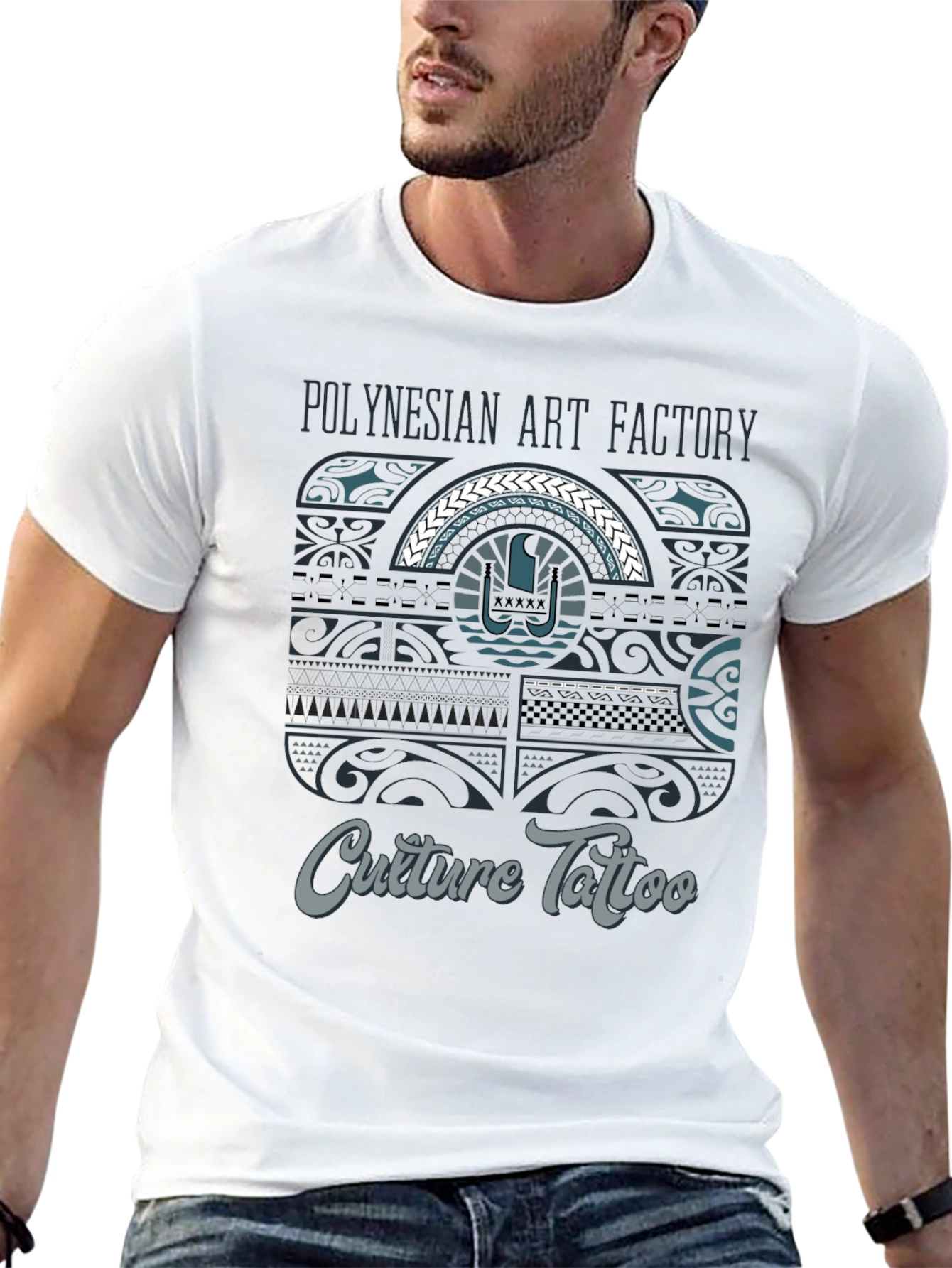 Black Polynesian Art Factory Culture Tattoo T-Shirt view 13