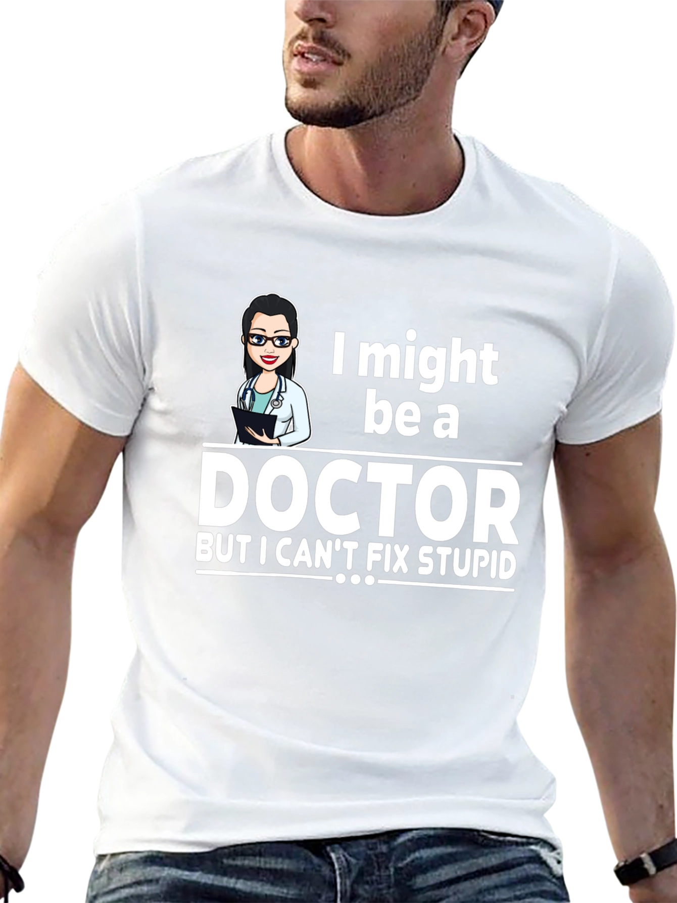 Black Doctor Humor Graphic Tee - I Might Be A Doctor T-Shirt view 13