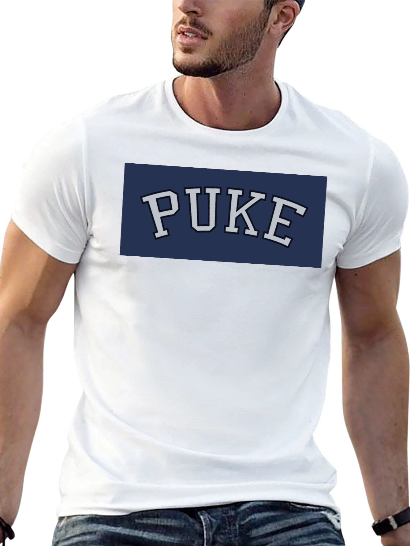 Black PUKE Graphic Tee - Funny College Humor T-Shirt view 13