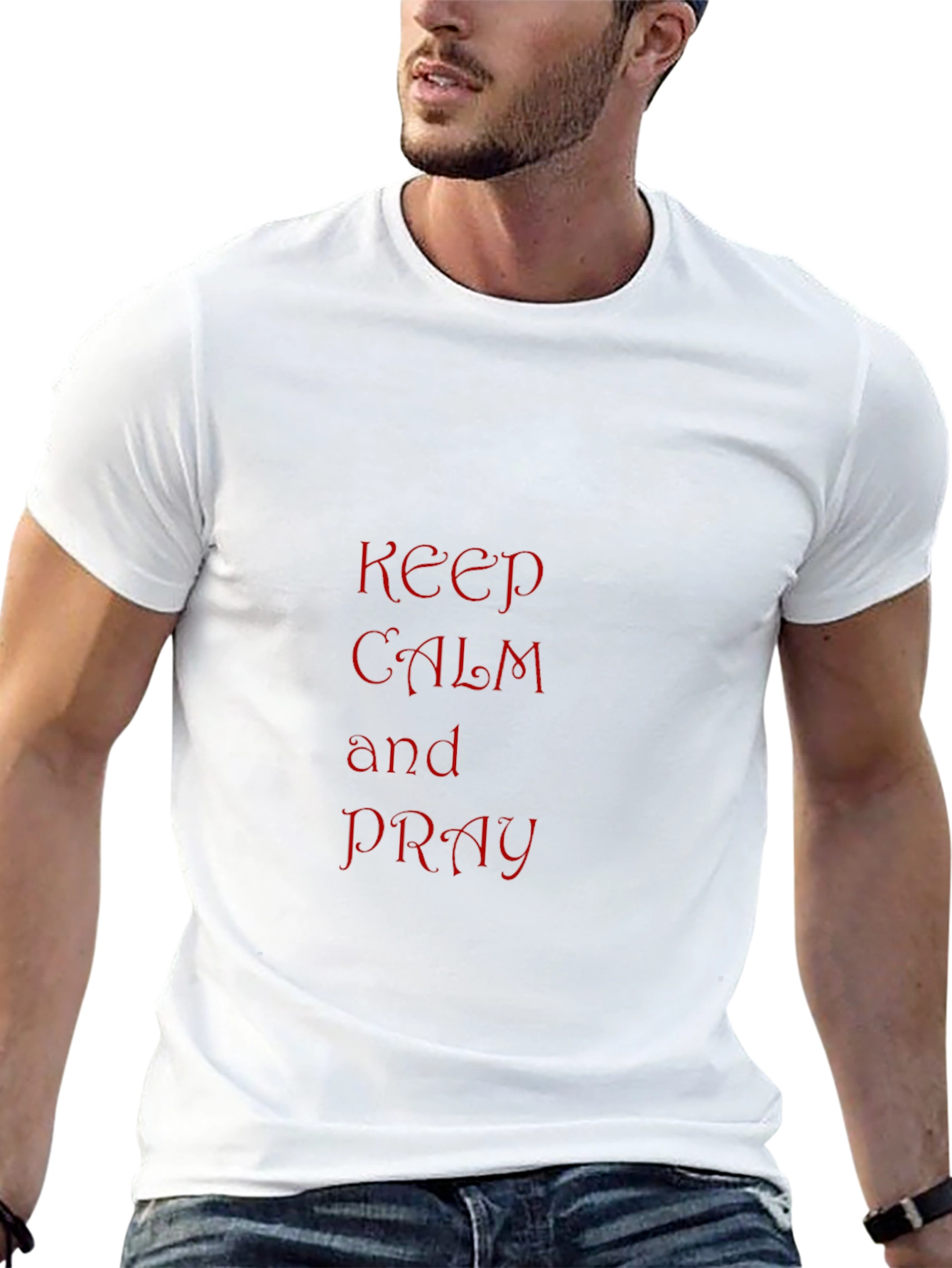 Black Keep Calm and Pray T-Shirt - Black view 13