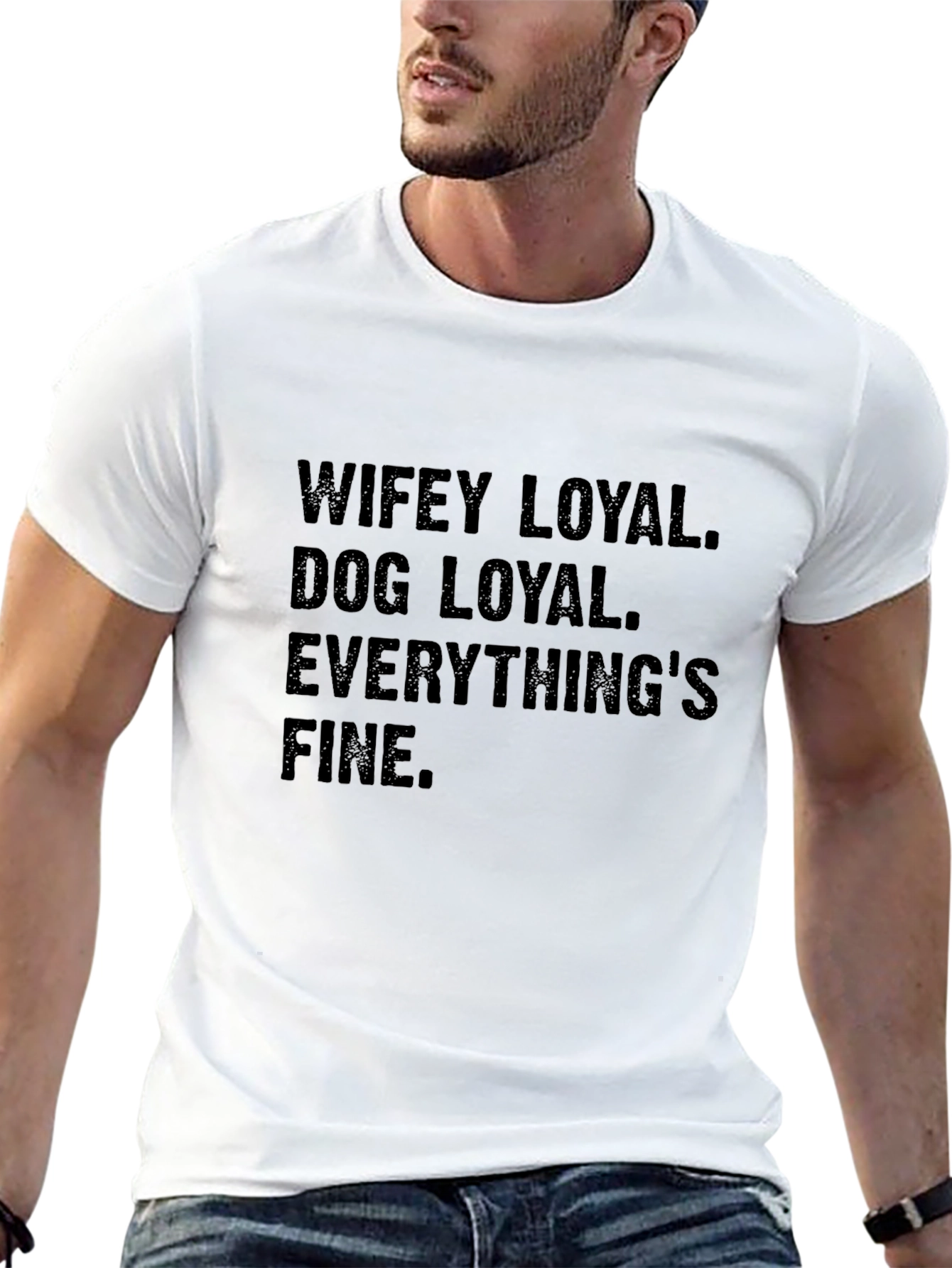 Black Wifey Loyal Dog Loyal Men's T-Shirt view 13