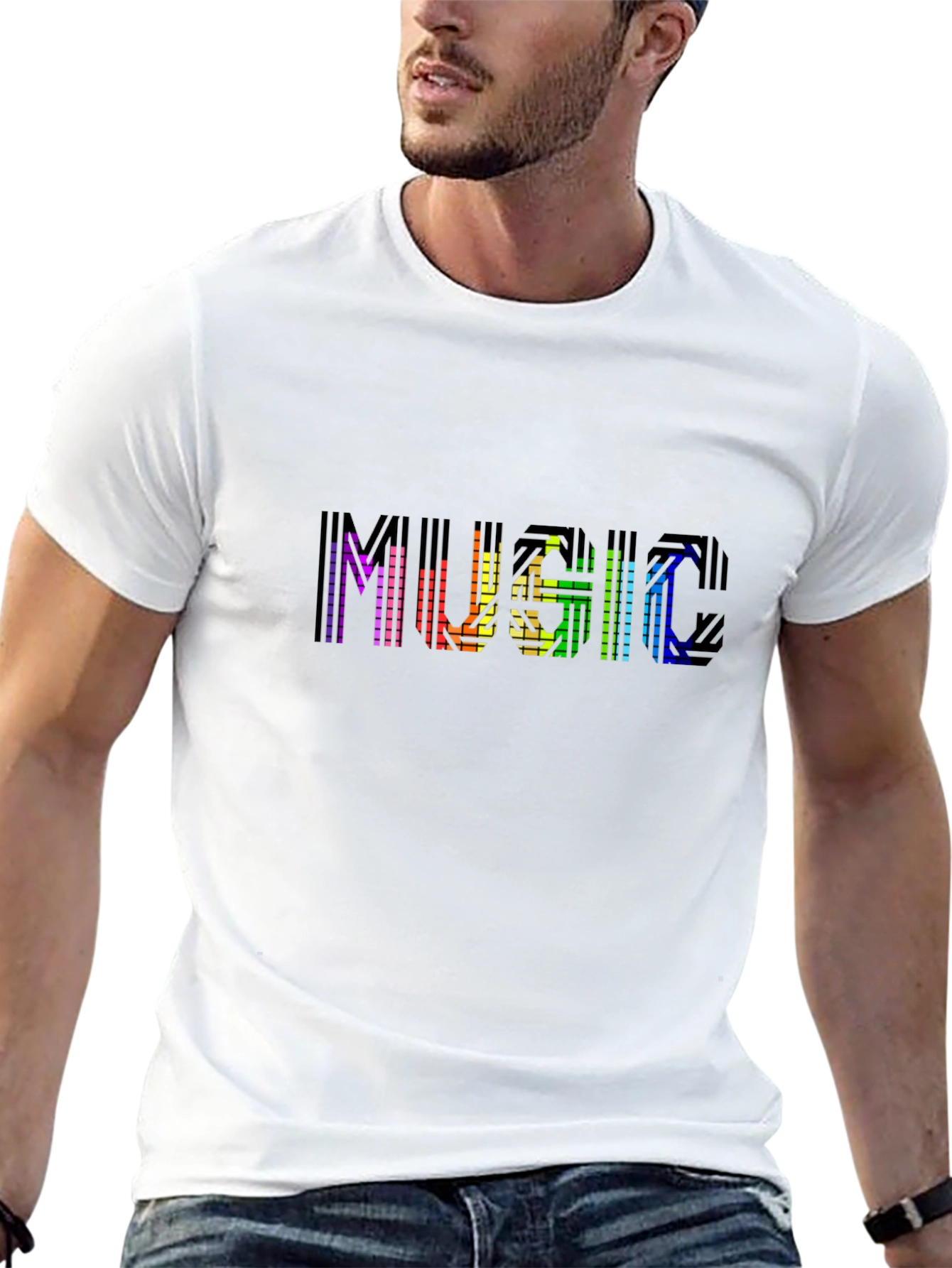 Black LED Music Graphic Black T-Shirt view 13