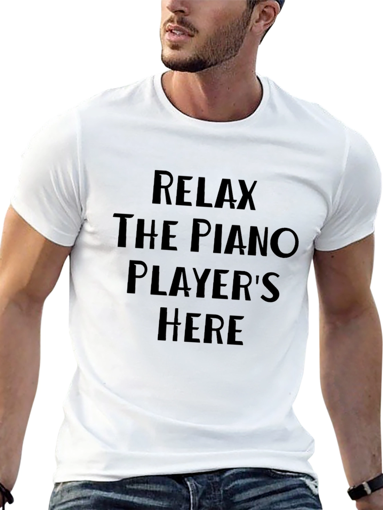 Black Relax Piano Player T-Shirt - Comfy Black Tee view 13