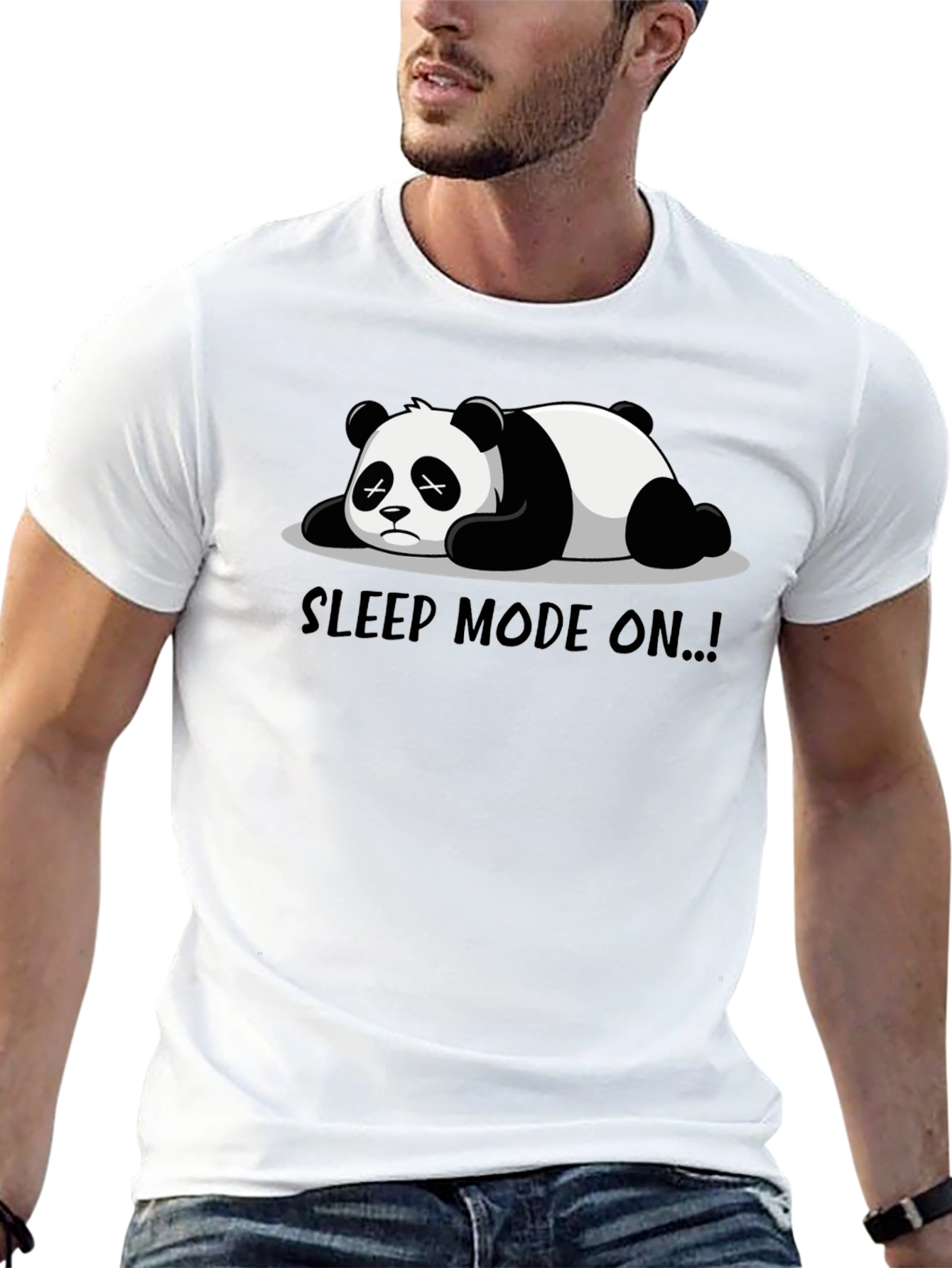 Black Sleep Mode Panda T-Shirt - Funny Graphic Tee view 13