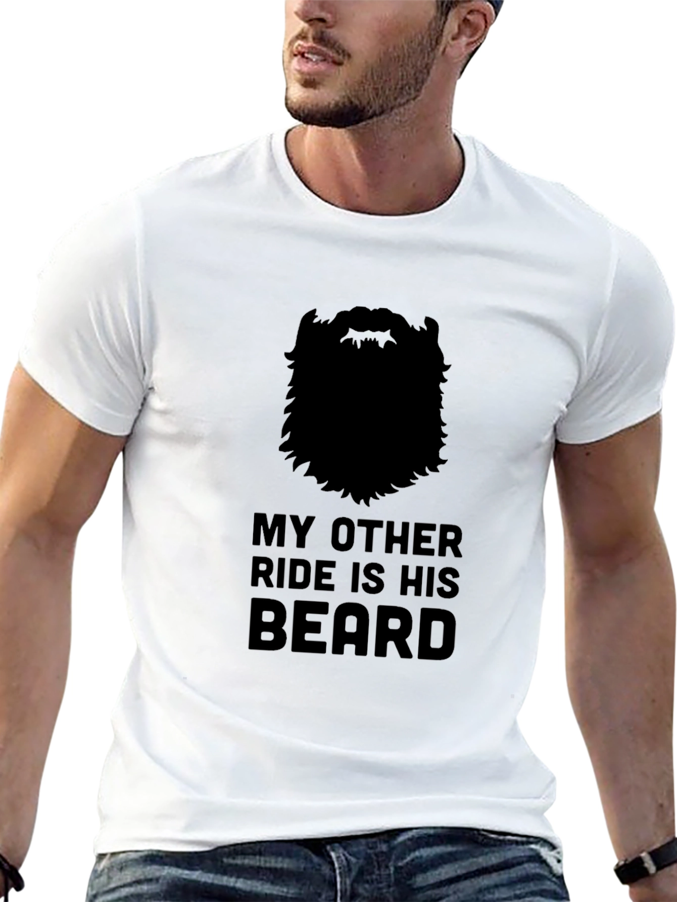 Black My Other Ride Is His Beard Graphic T-Shirt view 13
