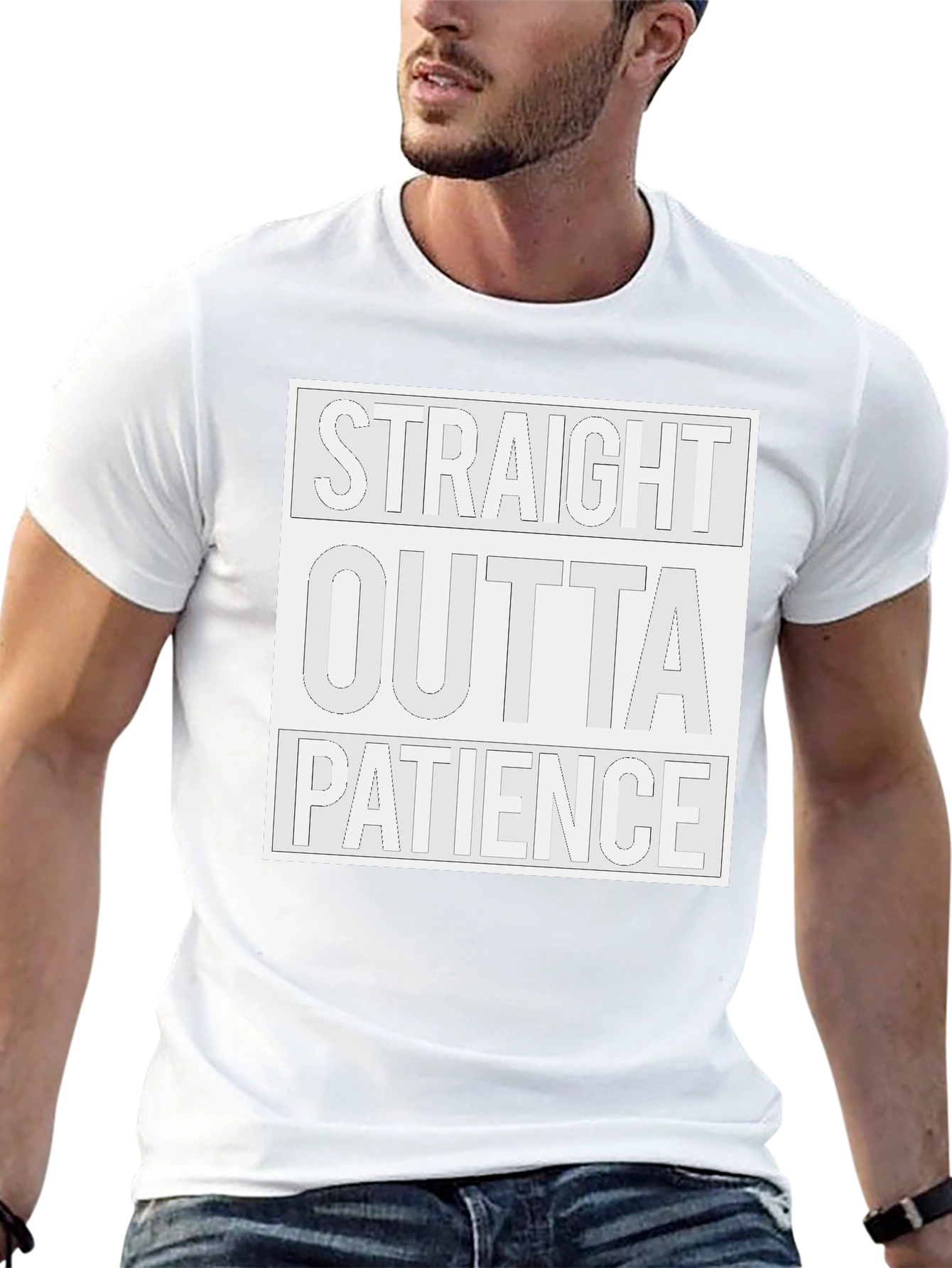 Black Straight Outta Patience Graphic Tee - Black Cotton T-Shirt view 13