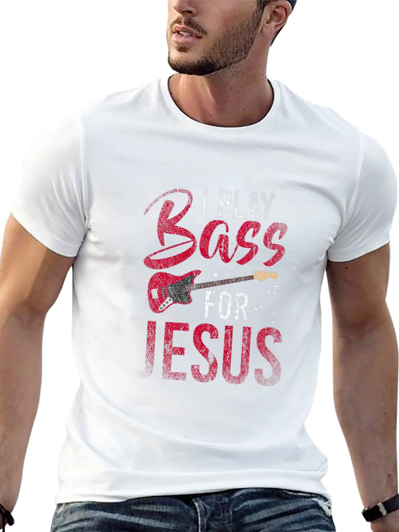 Black I Play Bass for Jesus T-Shirt view 13