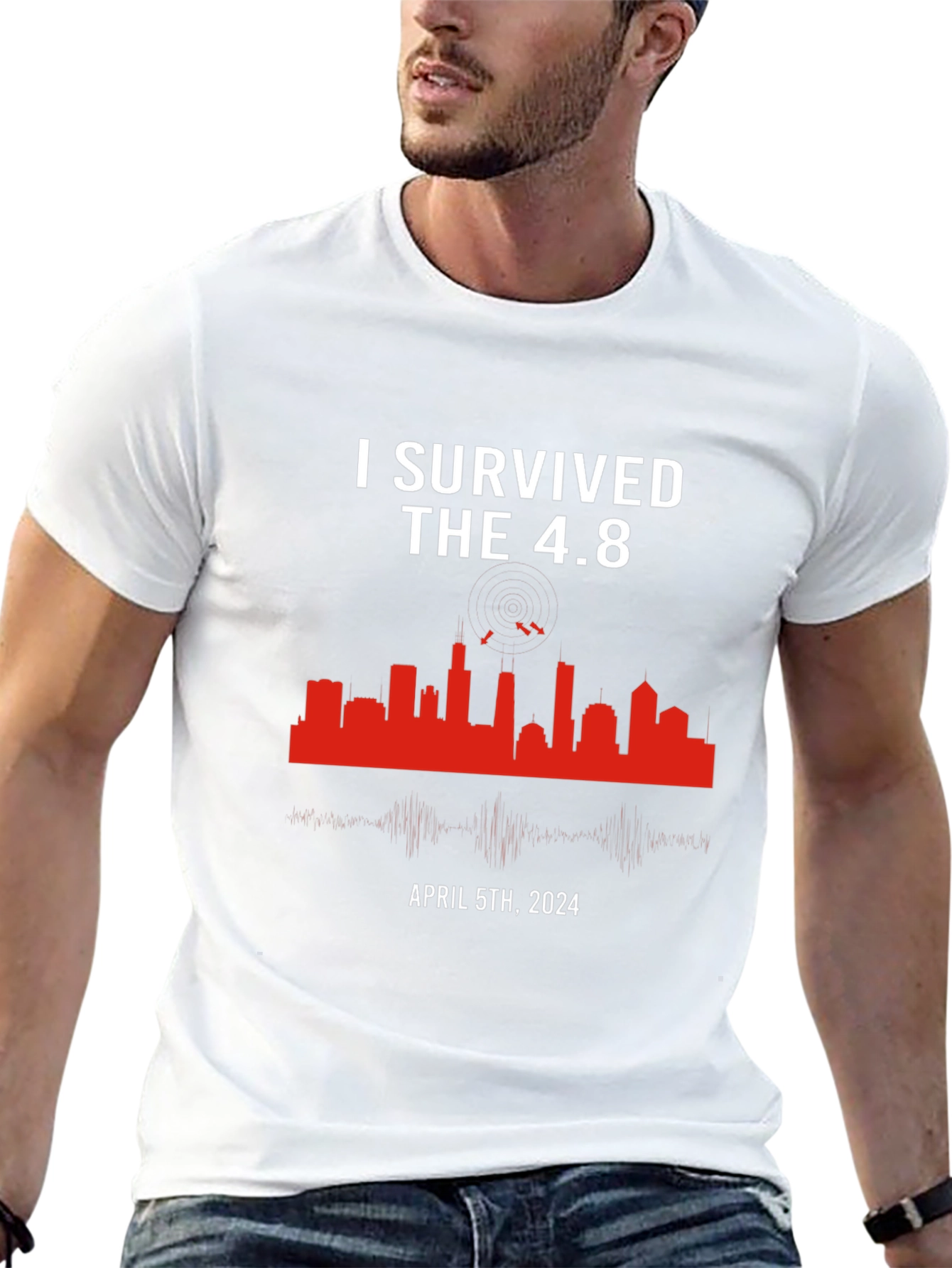 Black I Survived the 4.8 Earthquake April 5th, 2024 T-Shirt view 13