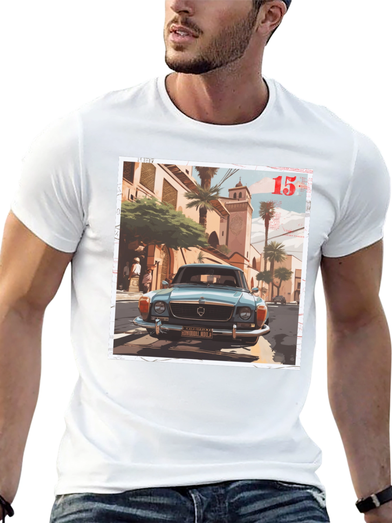 Black Vintage Car Graphic Tee - Men's Black T-Shirt view 13