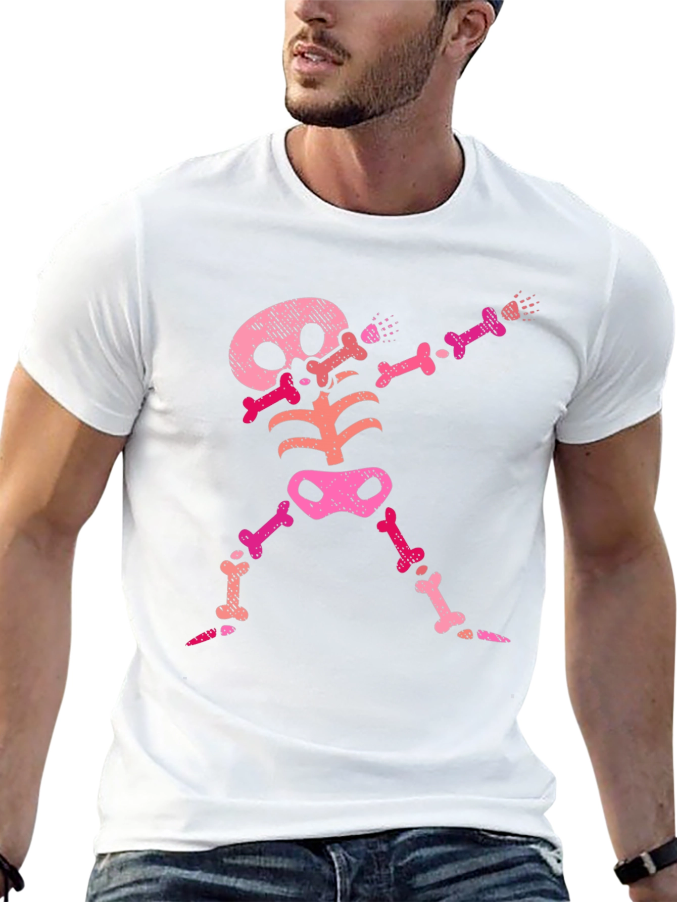 Black Pink Skeleton Dab Black T-Shirt view 13