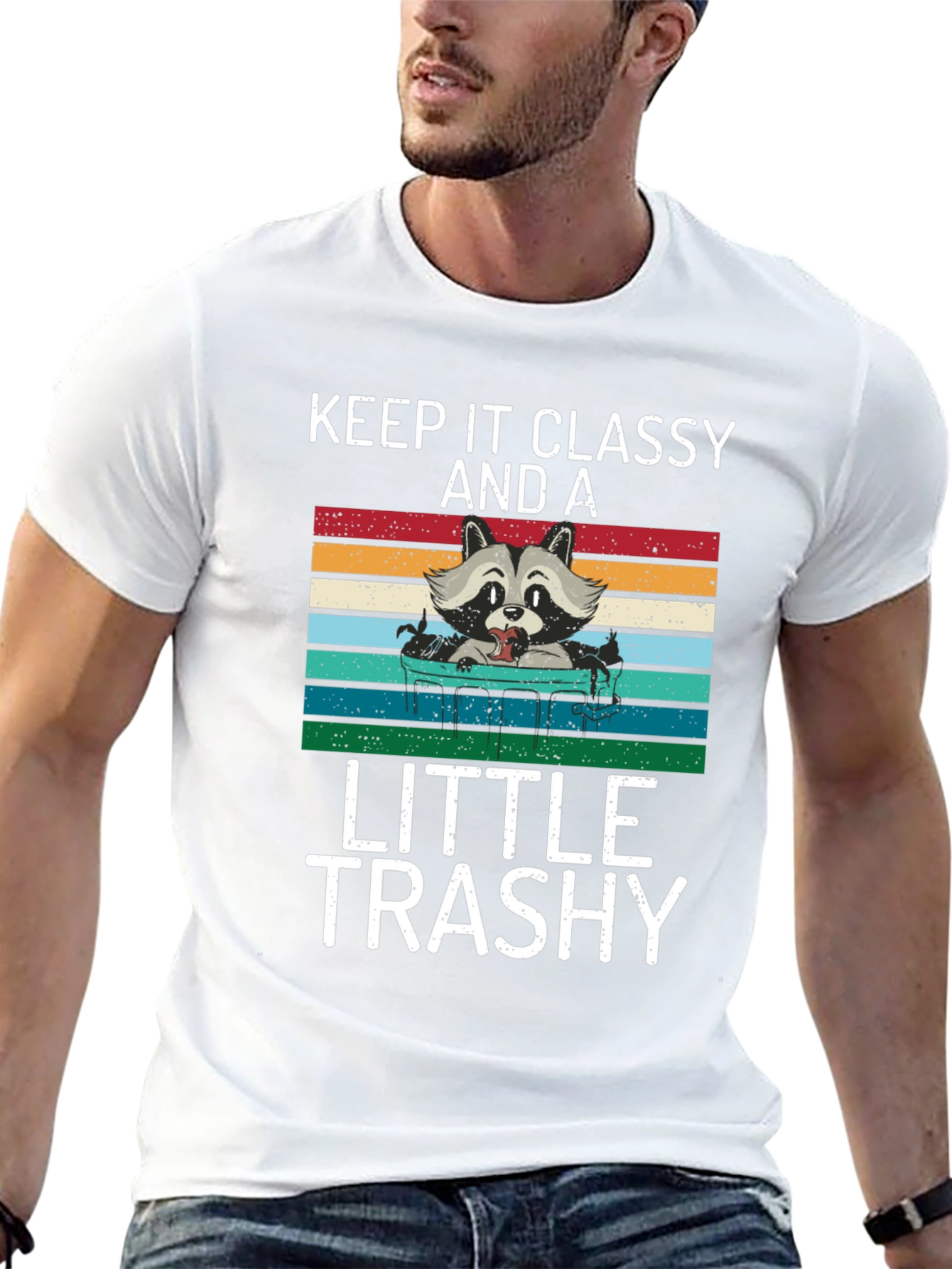 Black Keep It Classy And A Little Trashy Raccoon Graphic Tee view 13