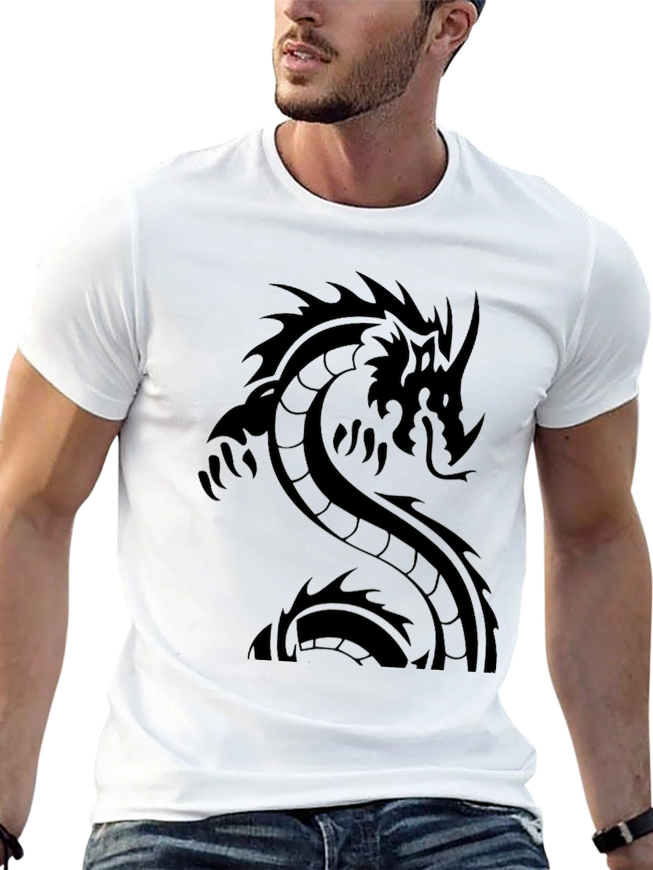 Black Dragon Graphic Black Tee - Men's Short Sleeve T-Shirt view 13