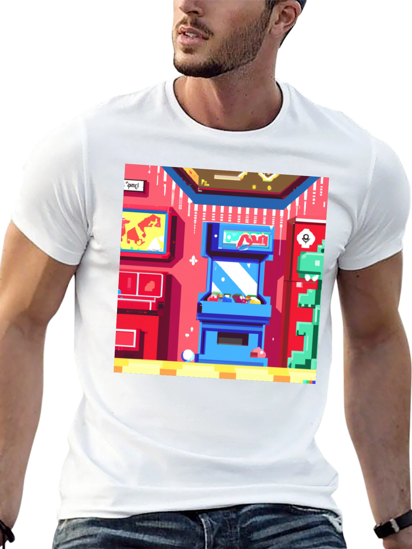 Black Retro Arcade Gamer T-Shirt - Black Cotton Tee view 13