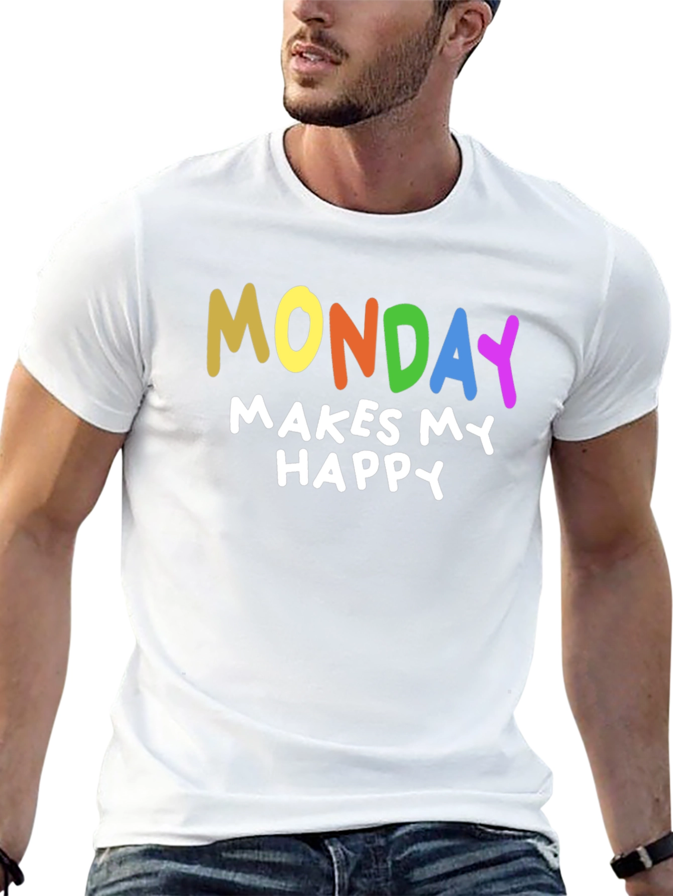 Black Funny Monday Makes Me Happy T-Shirt view 13