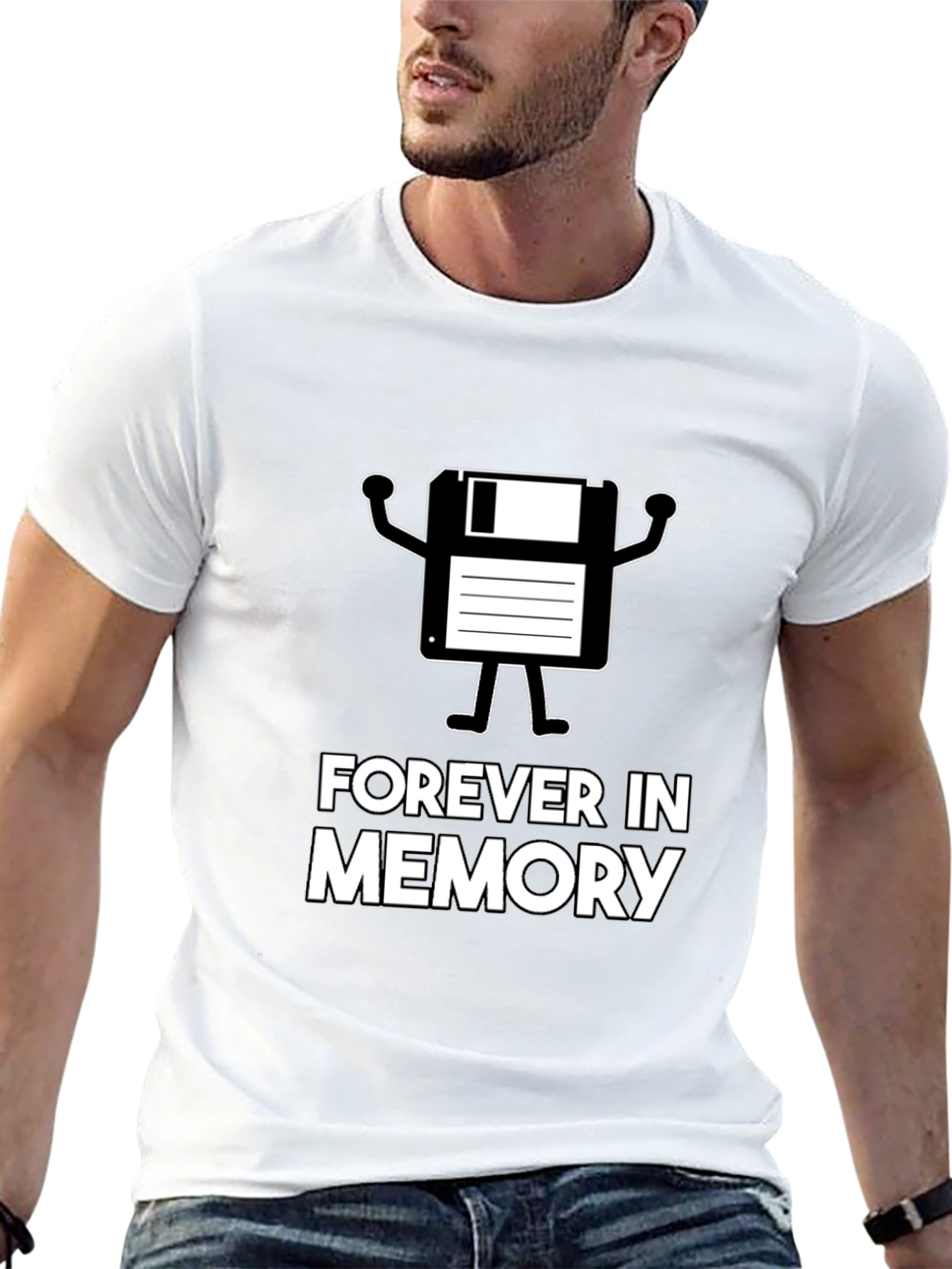 Forever In Memory Floppy Disk Black T-Shirt - 13