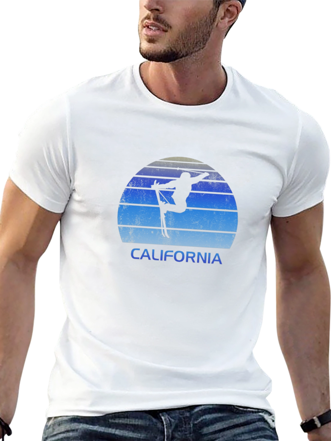 Black California Ski Sunset T-Shirt view 13