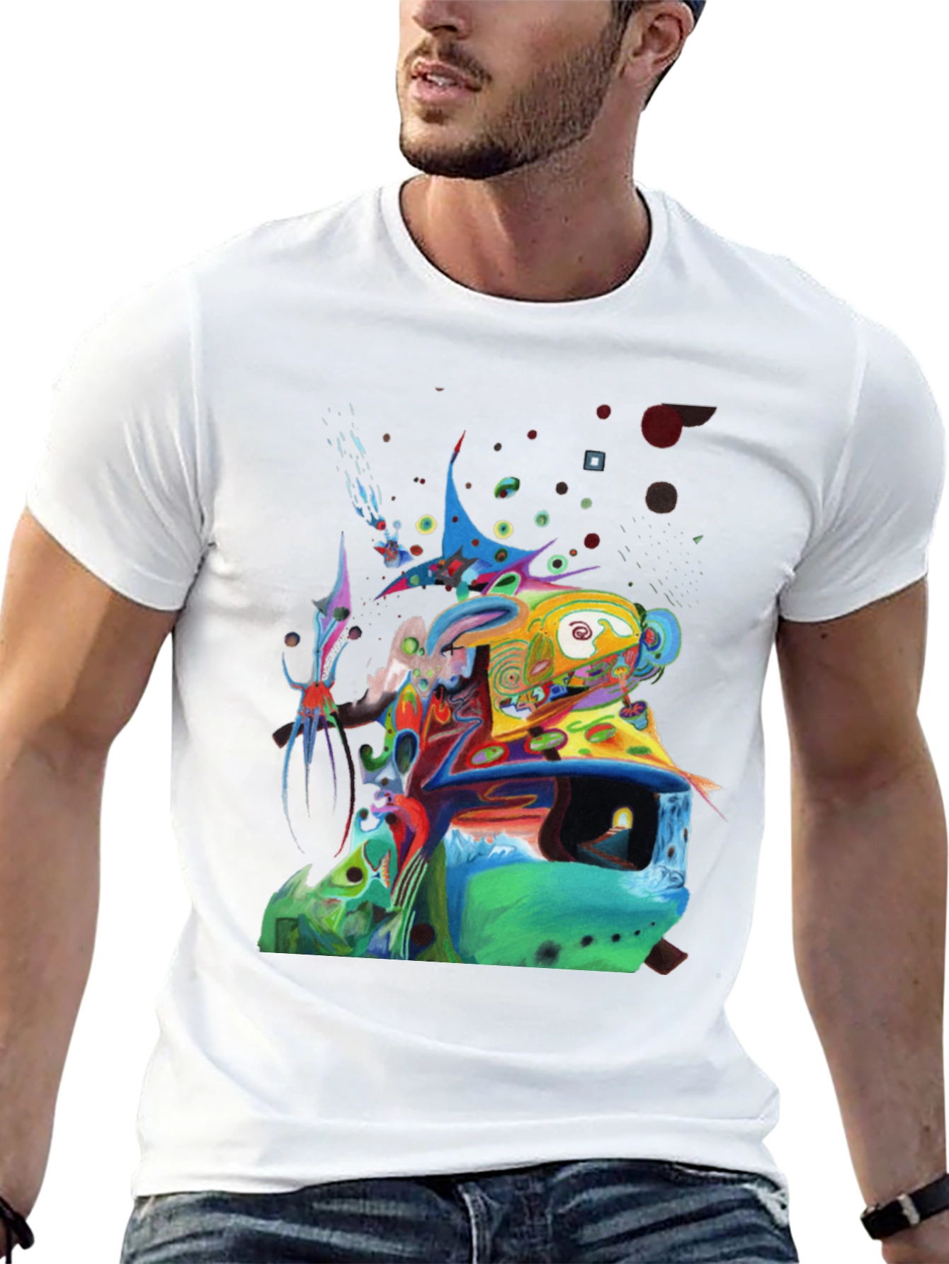 Black Abstract Art Print Black T-Shirt view 13