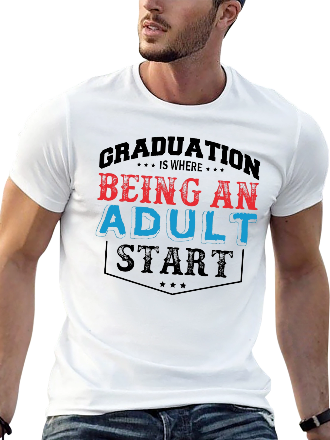 Black Graduation Adult Start Graphic Tee view 13