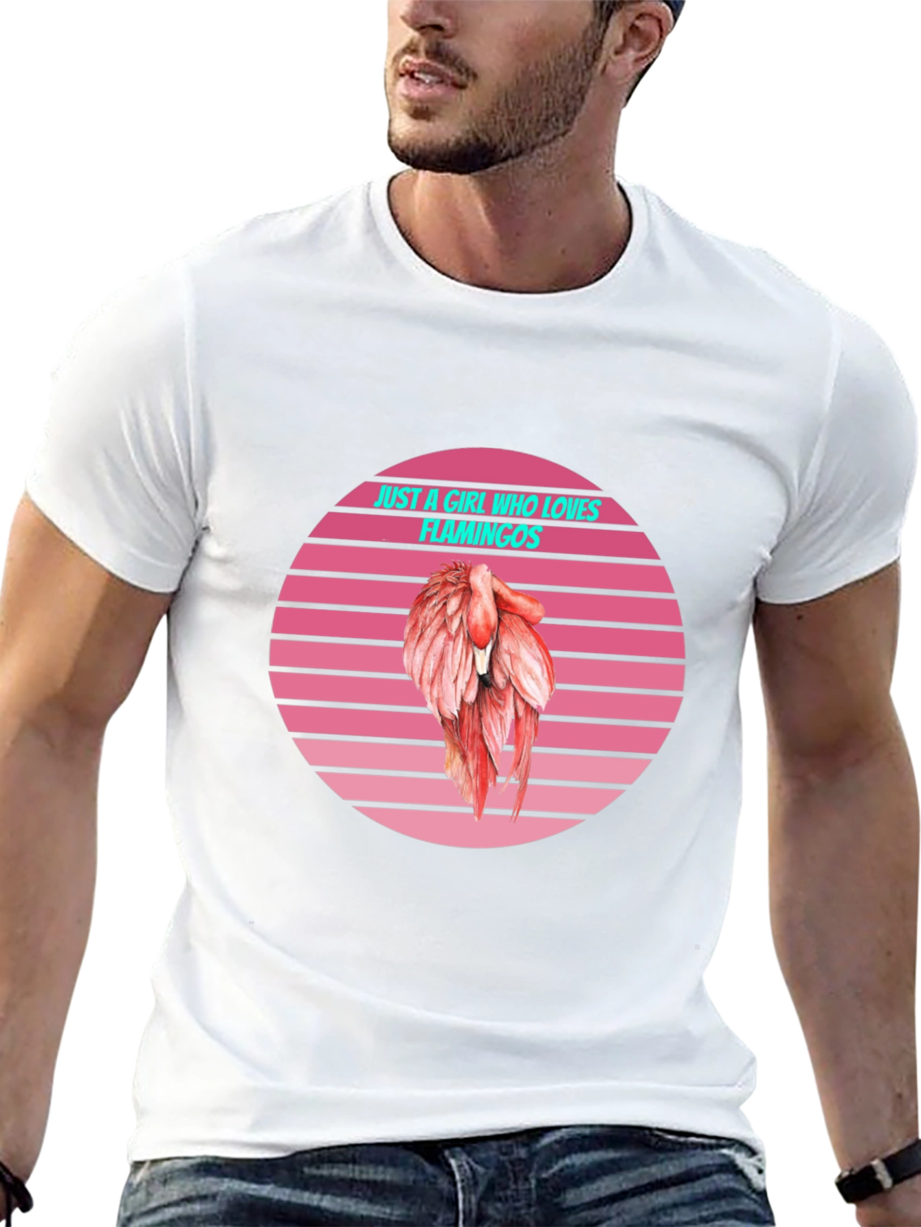 Black Just a Girl Who Loves Flamingos T-Shirt view 13