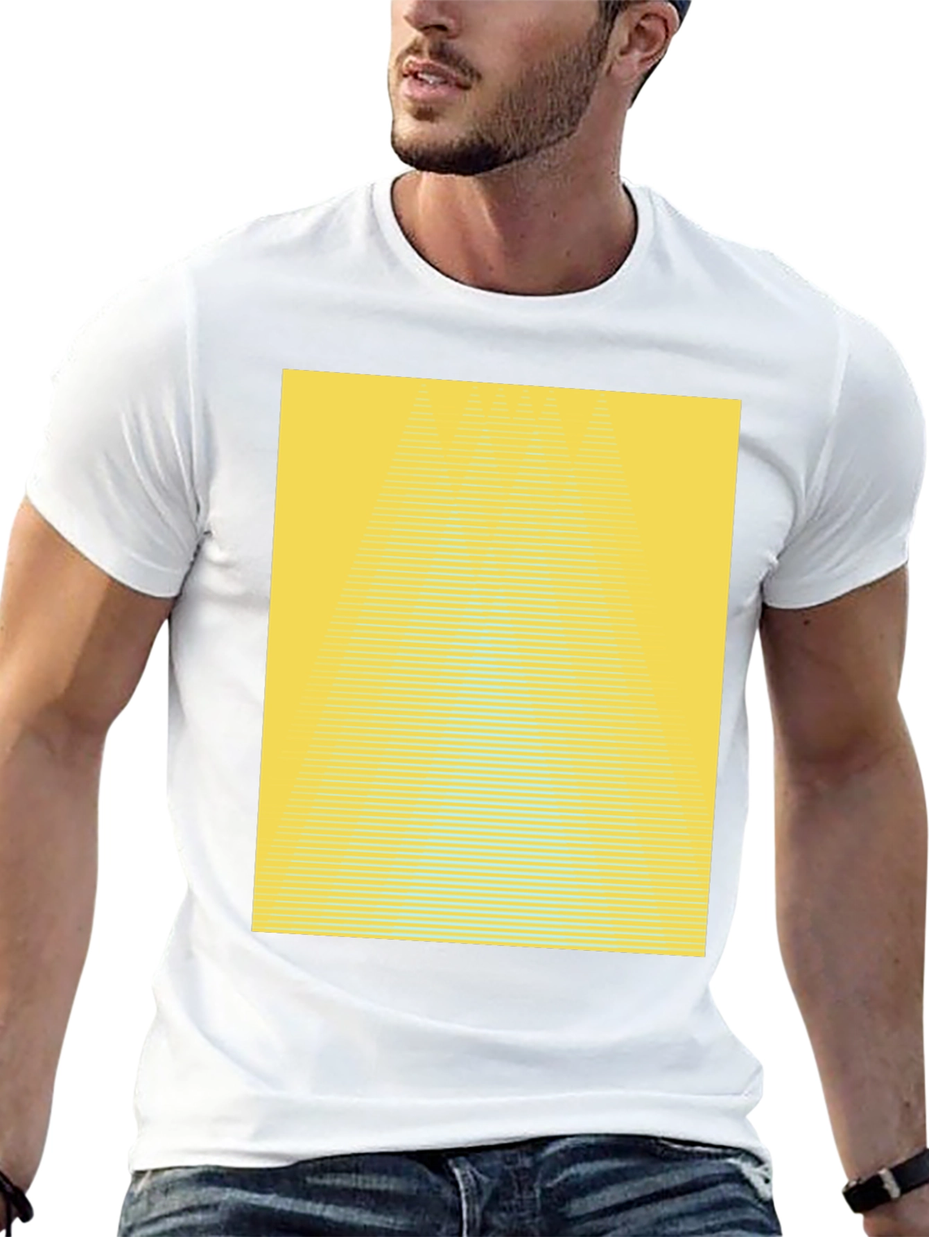 Black Abstract Yellow Gradient T-Shirt - Modern Graphic Tee view 13