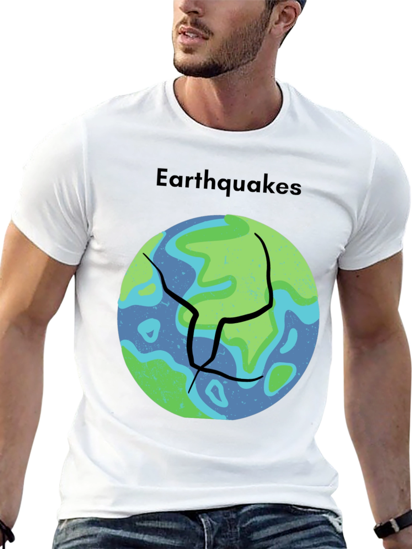 Black Earthquakes Graphic Tee - Black Crew Neck T-Shirt view 13