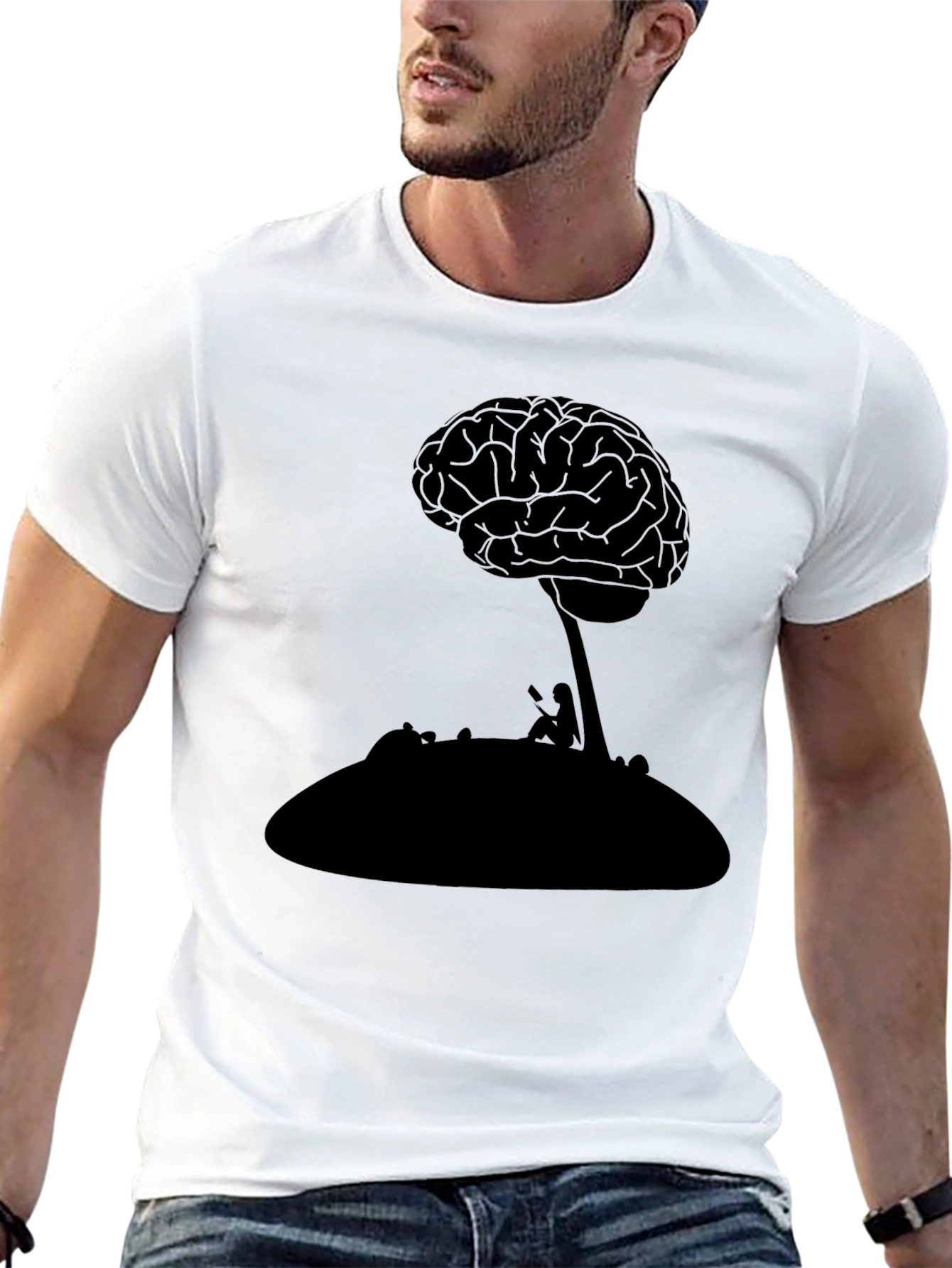Black Brain Tree Silhouette T-Shirt view 13