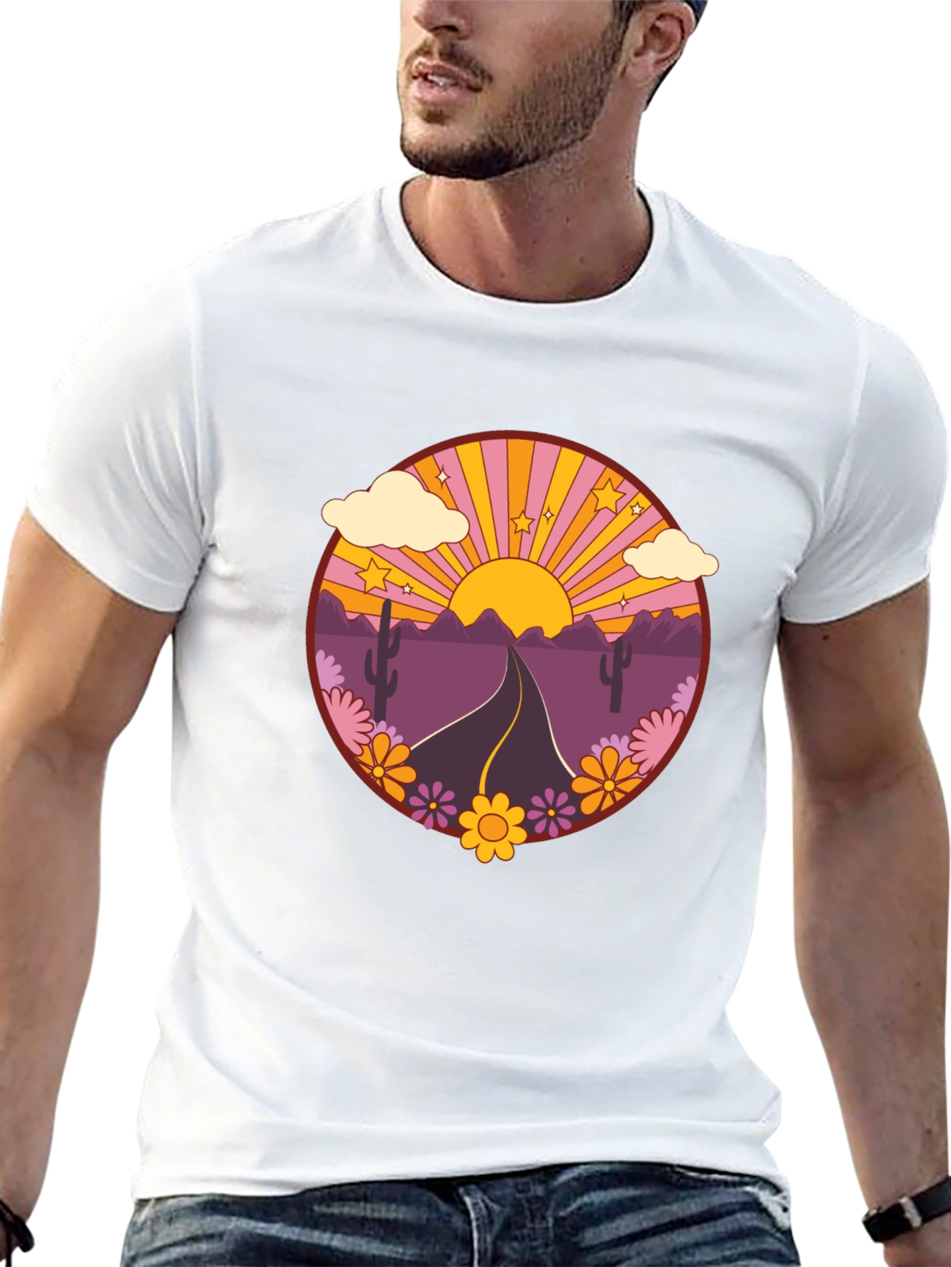 Black Retro Desert Road Trip T-Shirt view 13