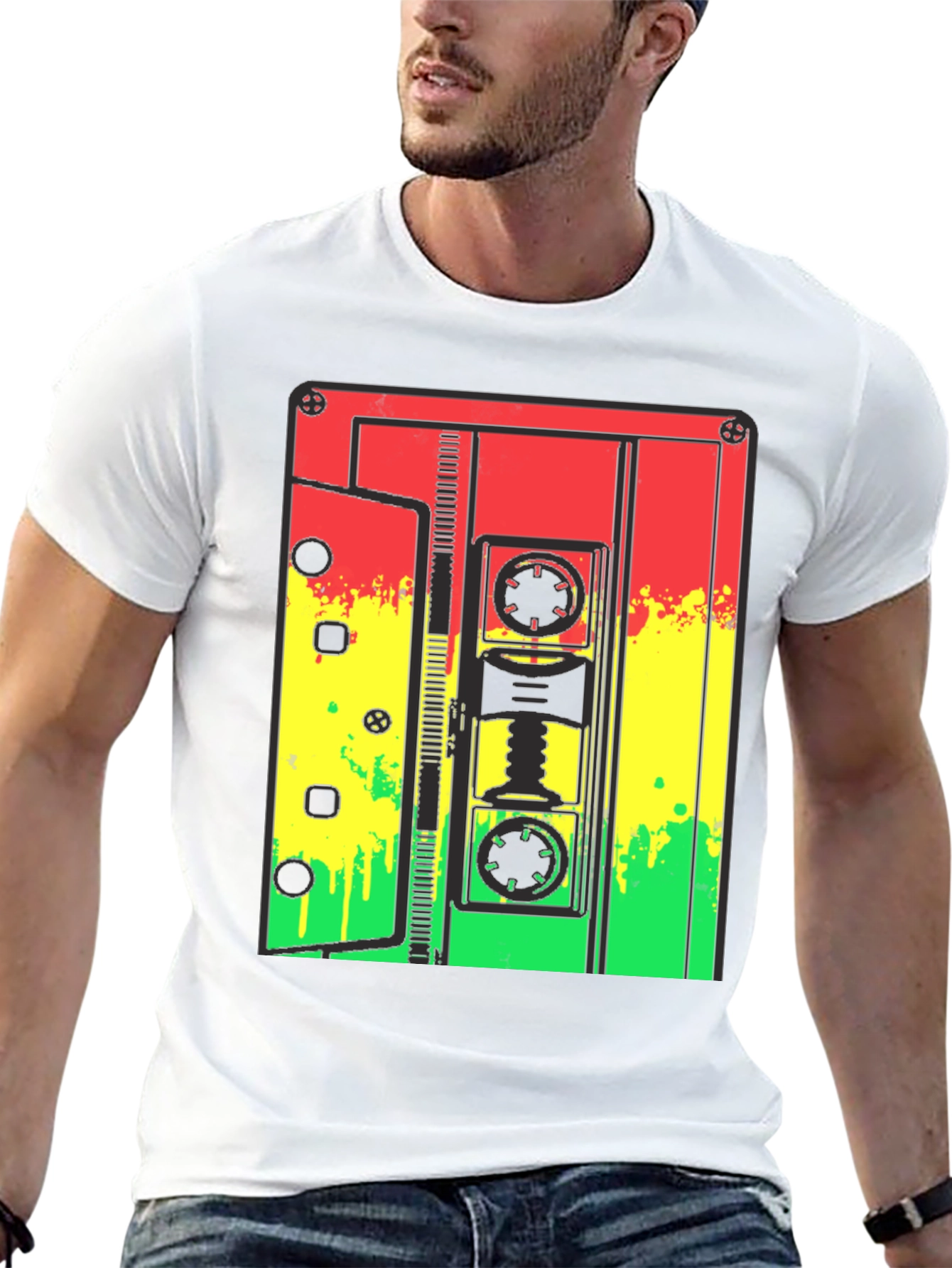 Black Rasta Cassette Tape Graphic Tee view 13