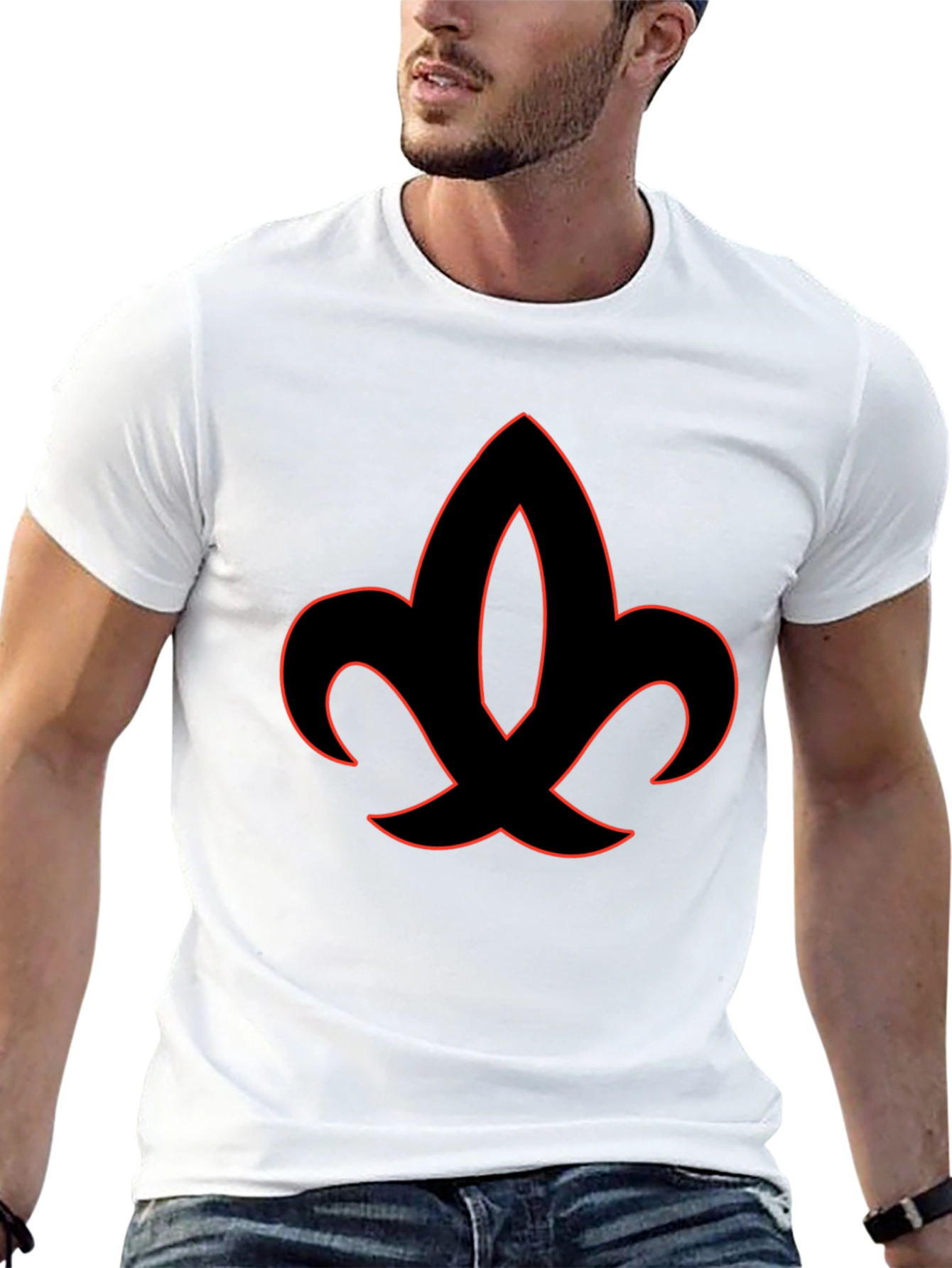 Black Fleur-de-Lis Graphic Tee - Modern Style view 13