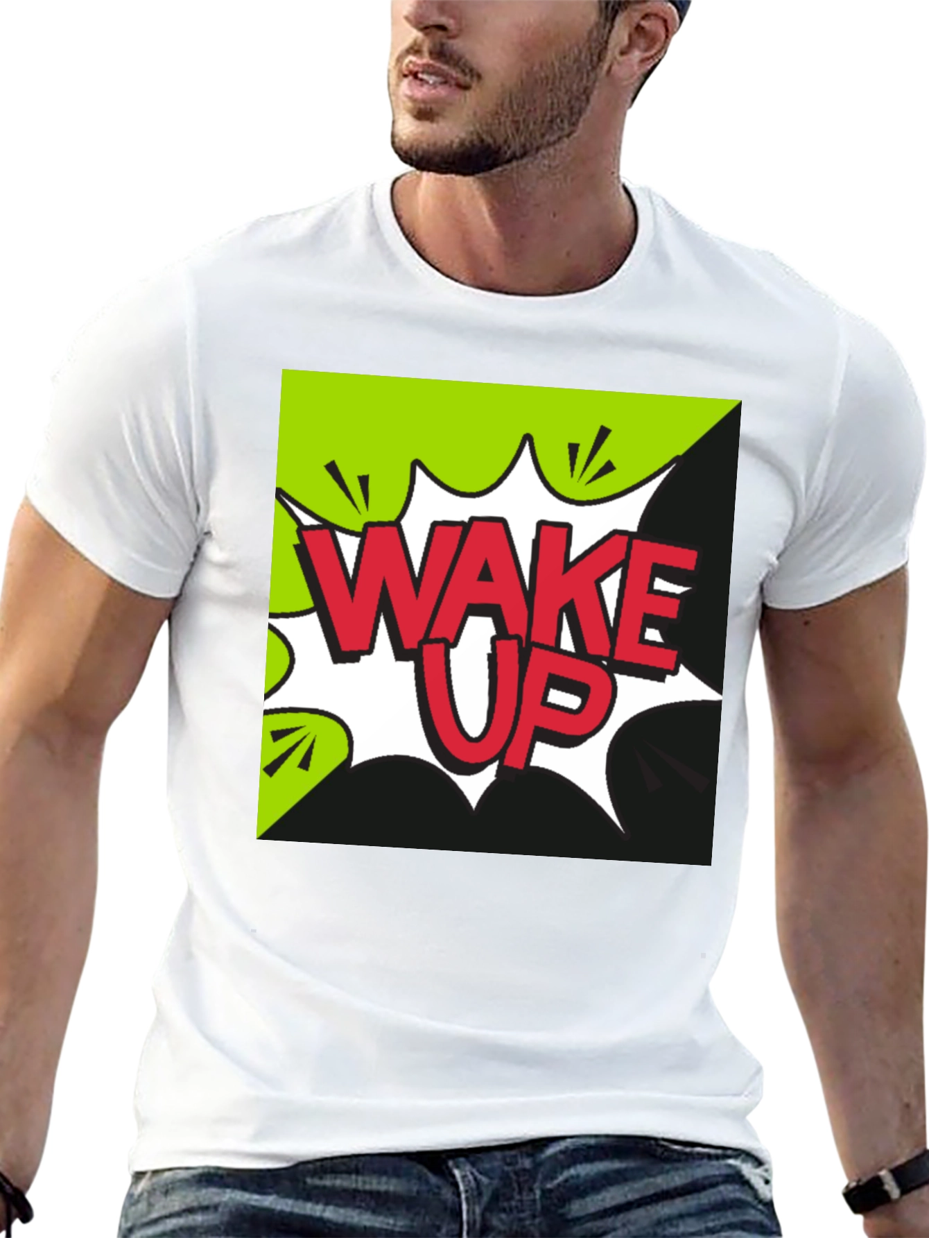 Black Wake Up Graphic Tee - Black Cotton T-Shirt view 13
