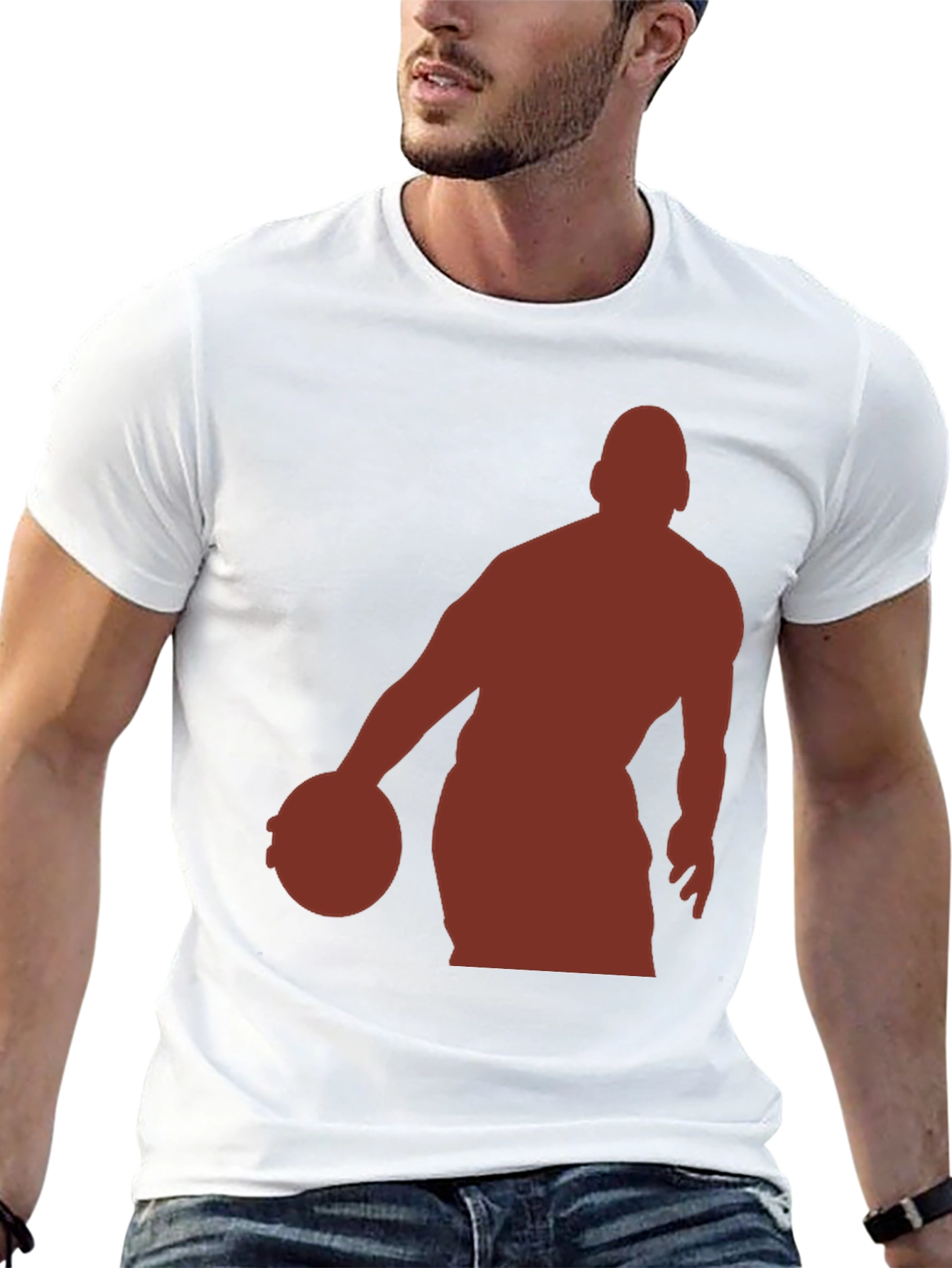 Black Basketball Silhouette Graphic Tee - Stylish Men's T-Shirt view 13