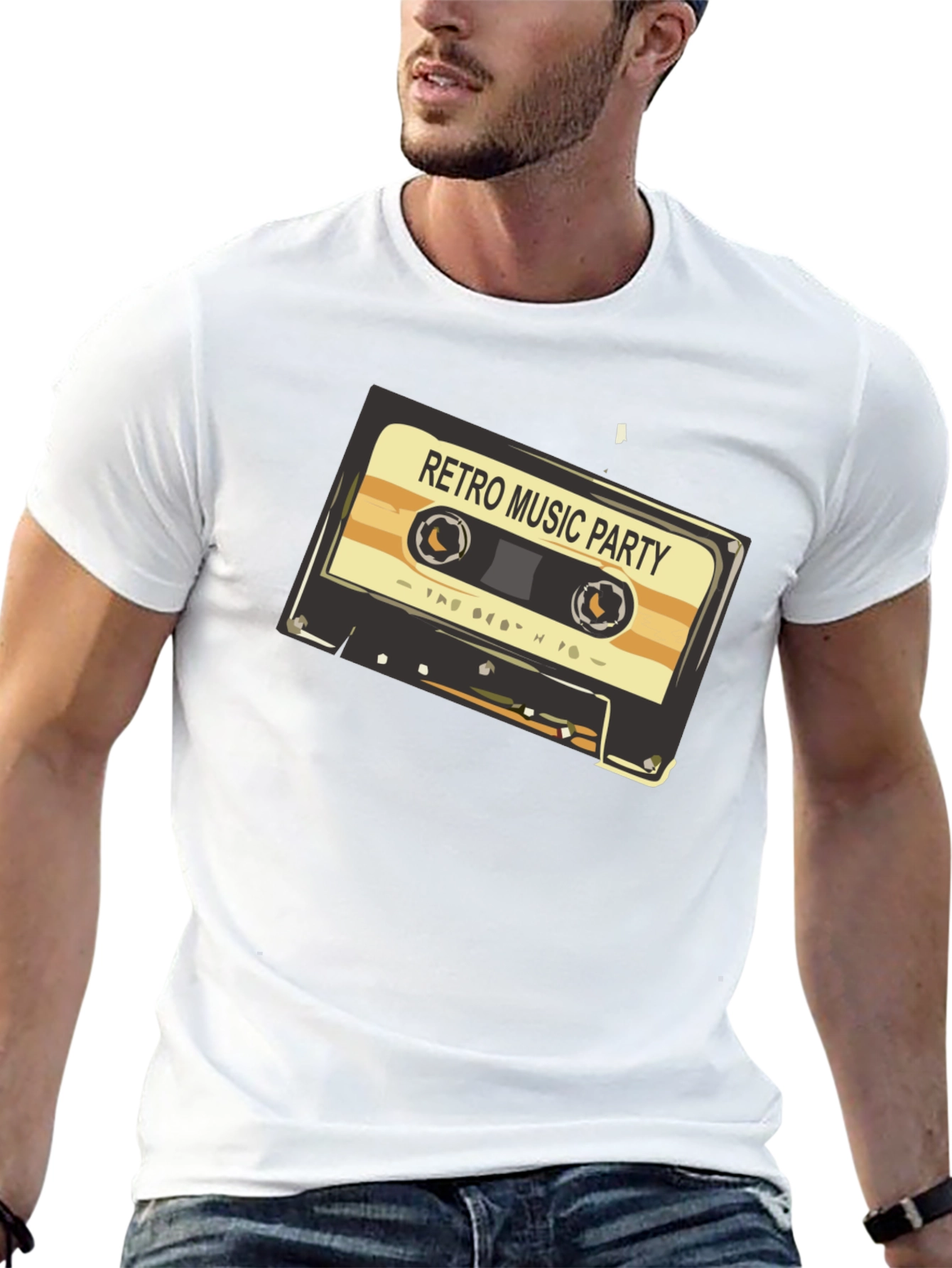 Black Retro Music Party Graphic Tee - Vintage Cassette Design view 13