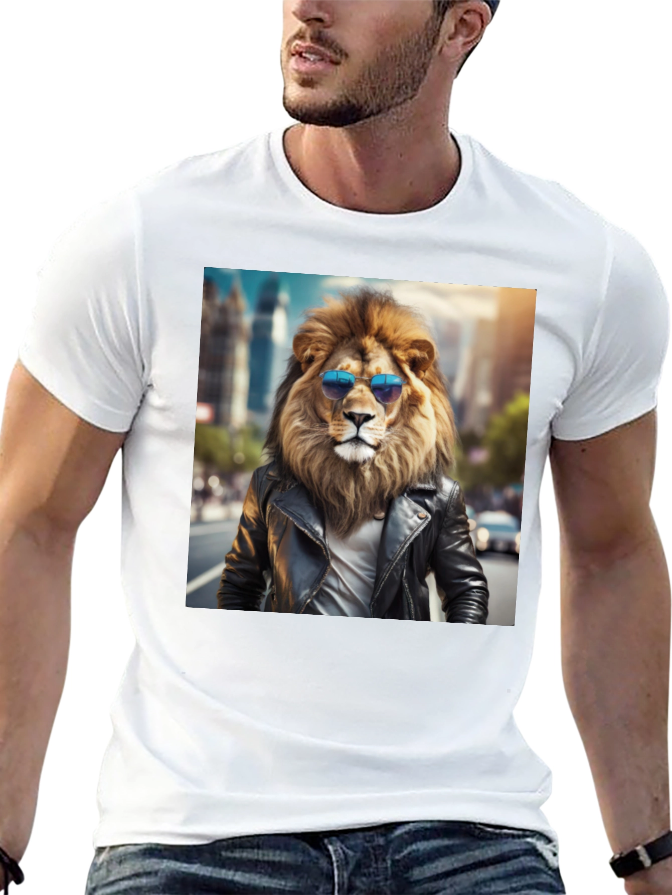 Black Cool Lion Graphic Tee - Street Style view 13