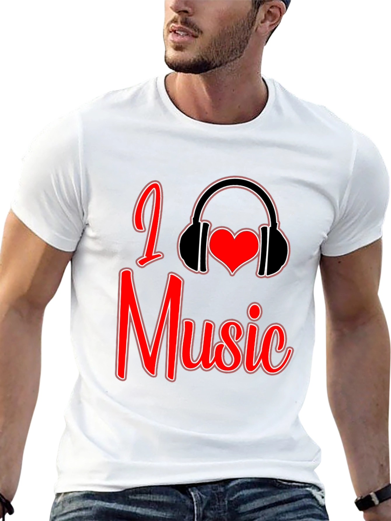 Black I Love Music Graphic T-Shirt view 13