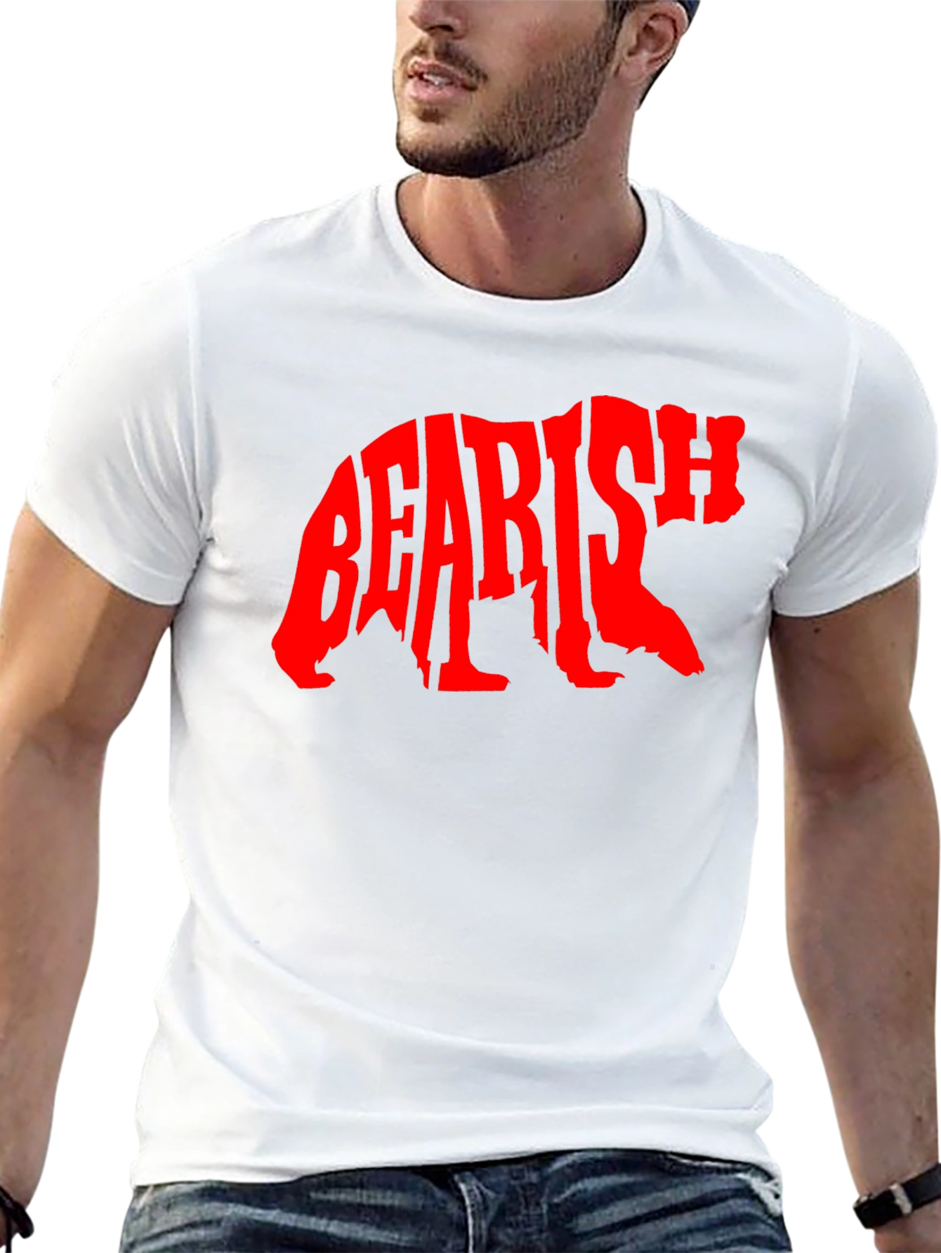 Black Bearish Graphic Tee - Black Cotton T-Shirt view 13