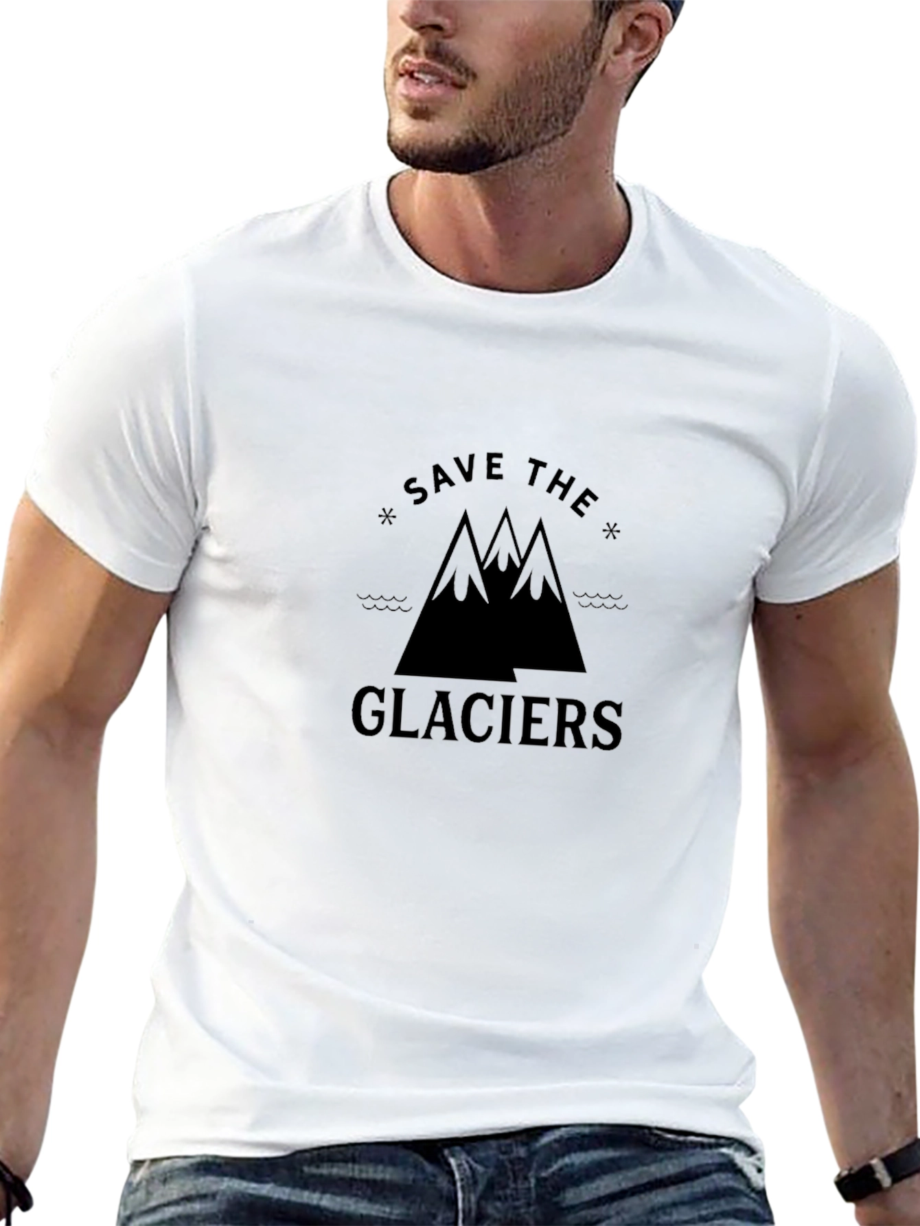 Black Save the Glaciers Black Graphic Tee view 13