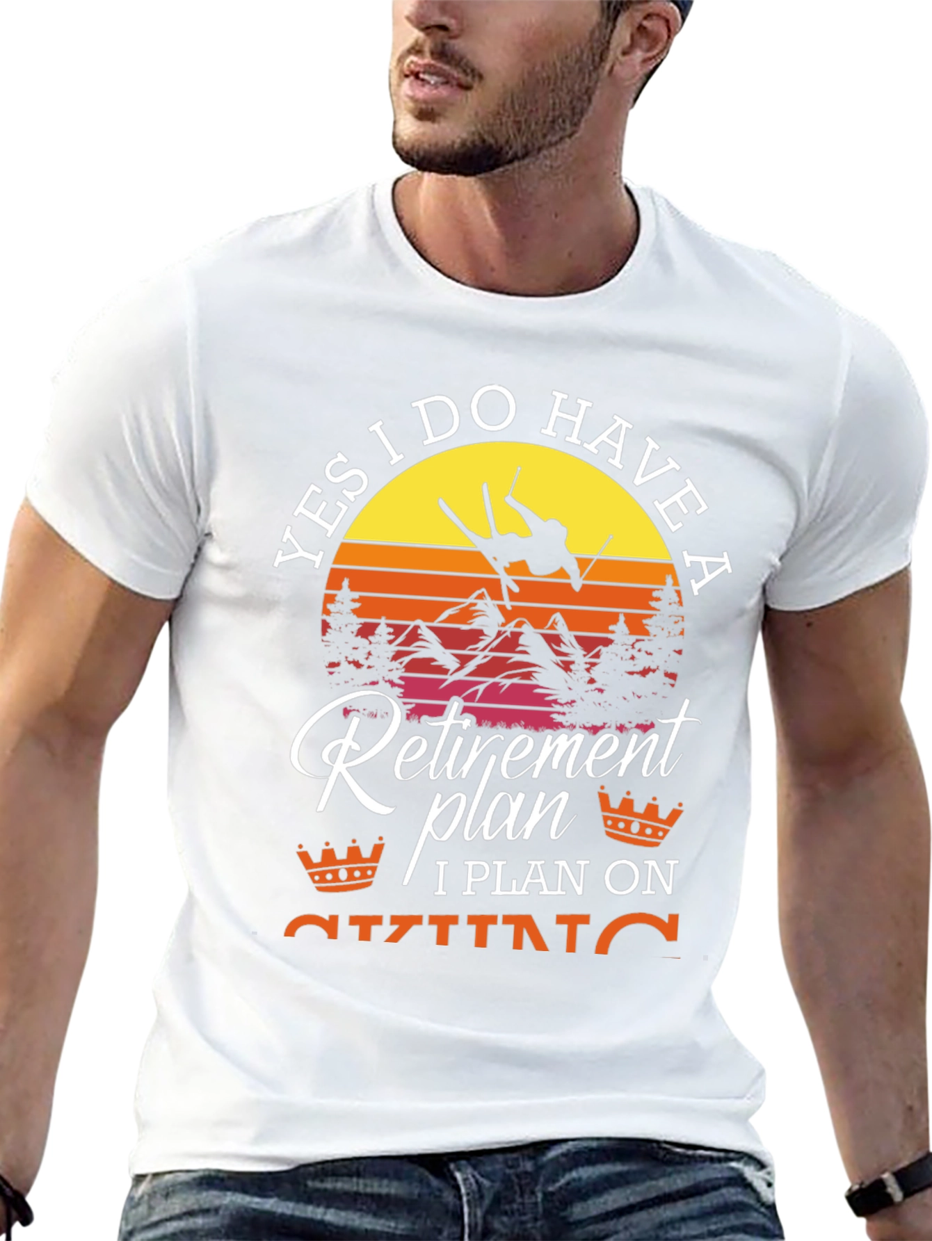 Black Retirement Plan Skiing T-Shirt view 13