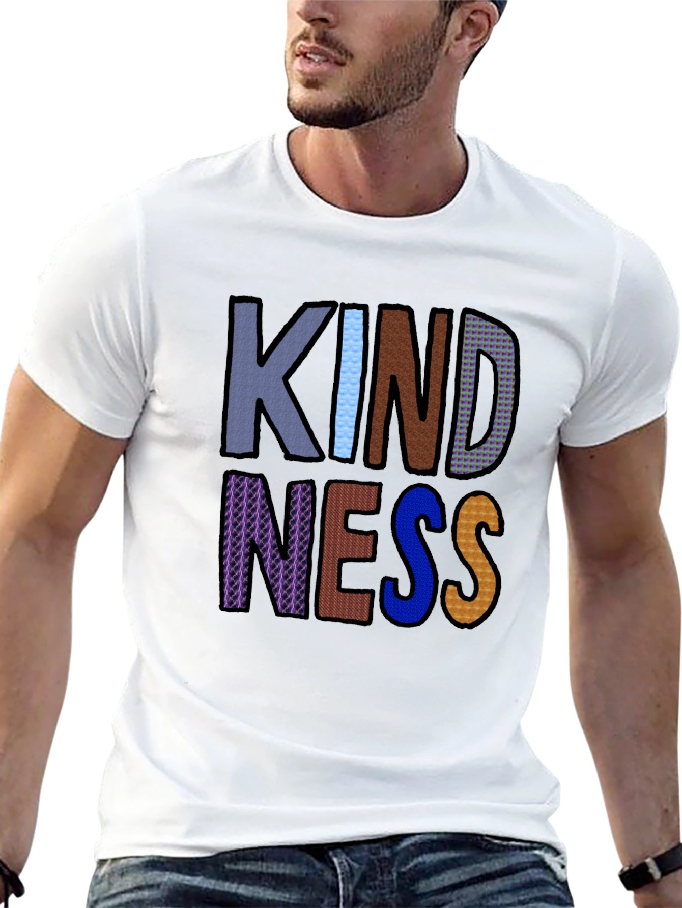 Black Kindness T-Shirt - Colorful Graphic Tee view 13