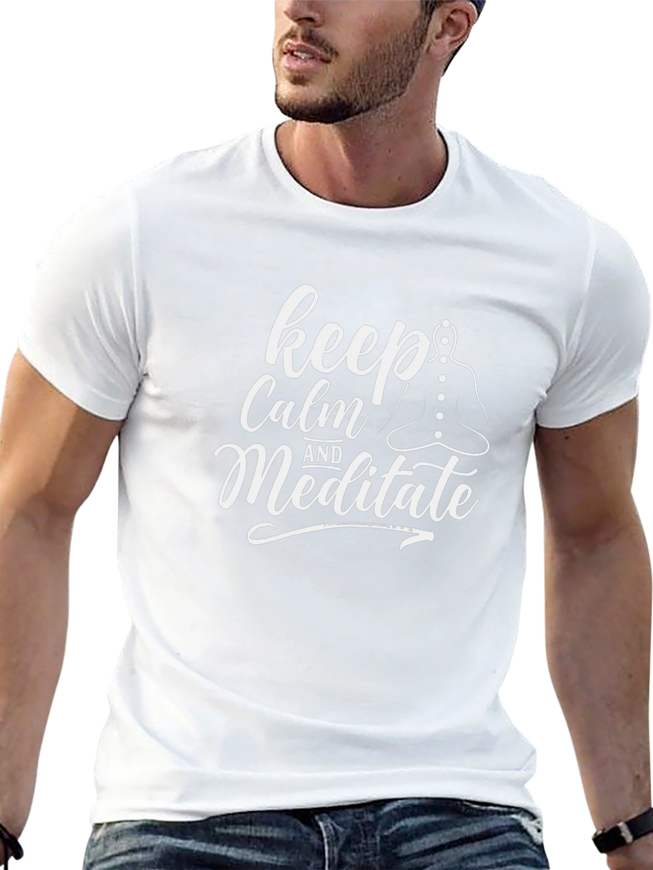 Black Keep Calm and Meditate Graphic Tee - Black T-Shirt view 13