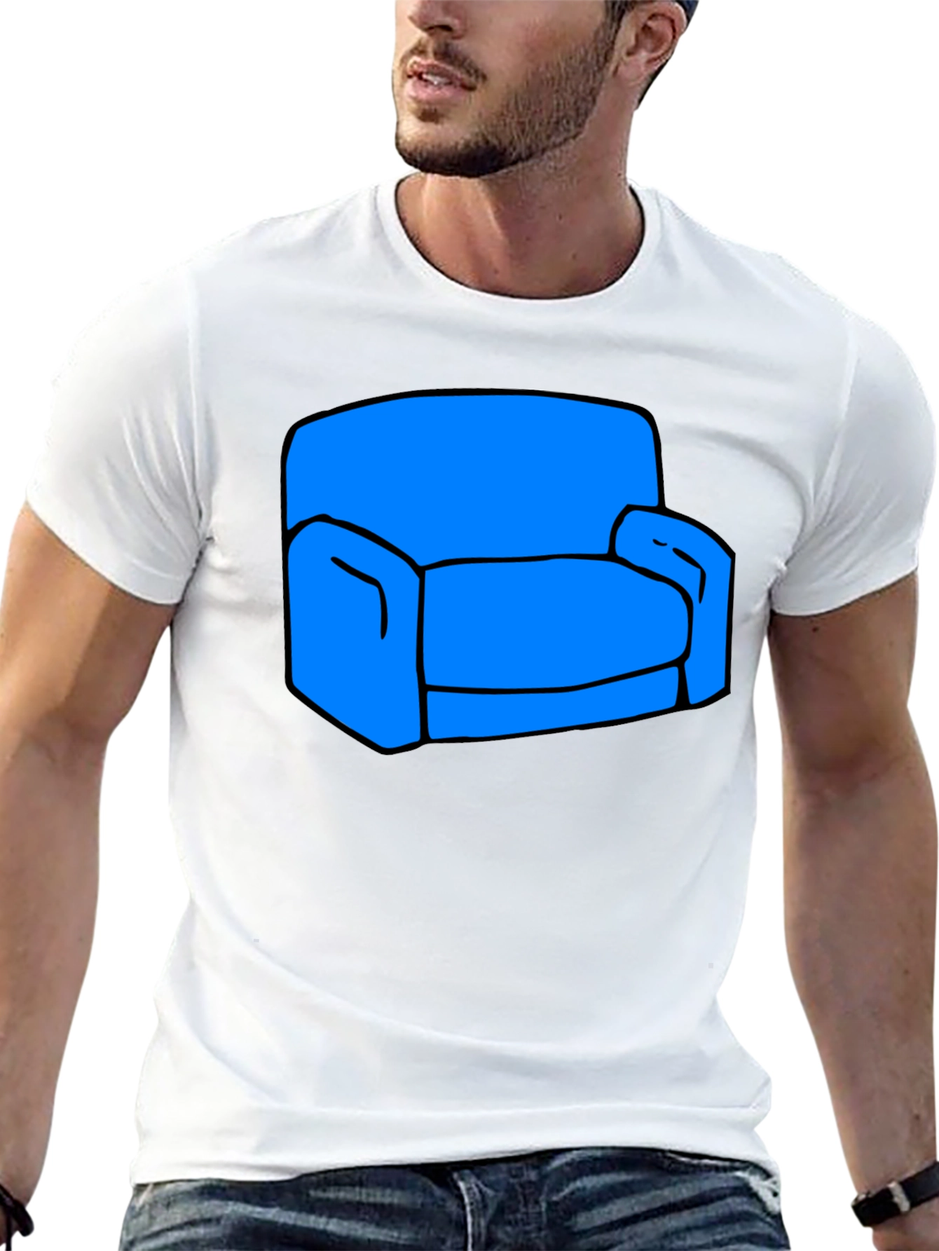 Black Novelty Couch Graphic T-Shirt - Black Cotton Tee view 13