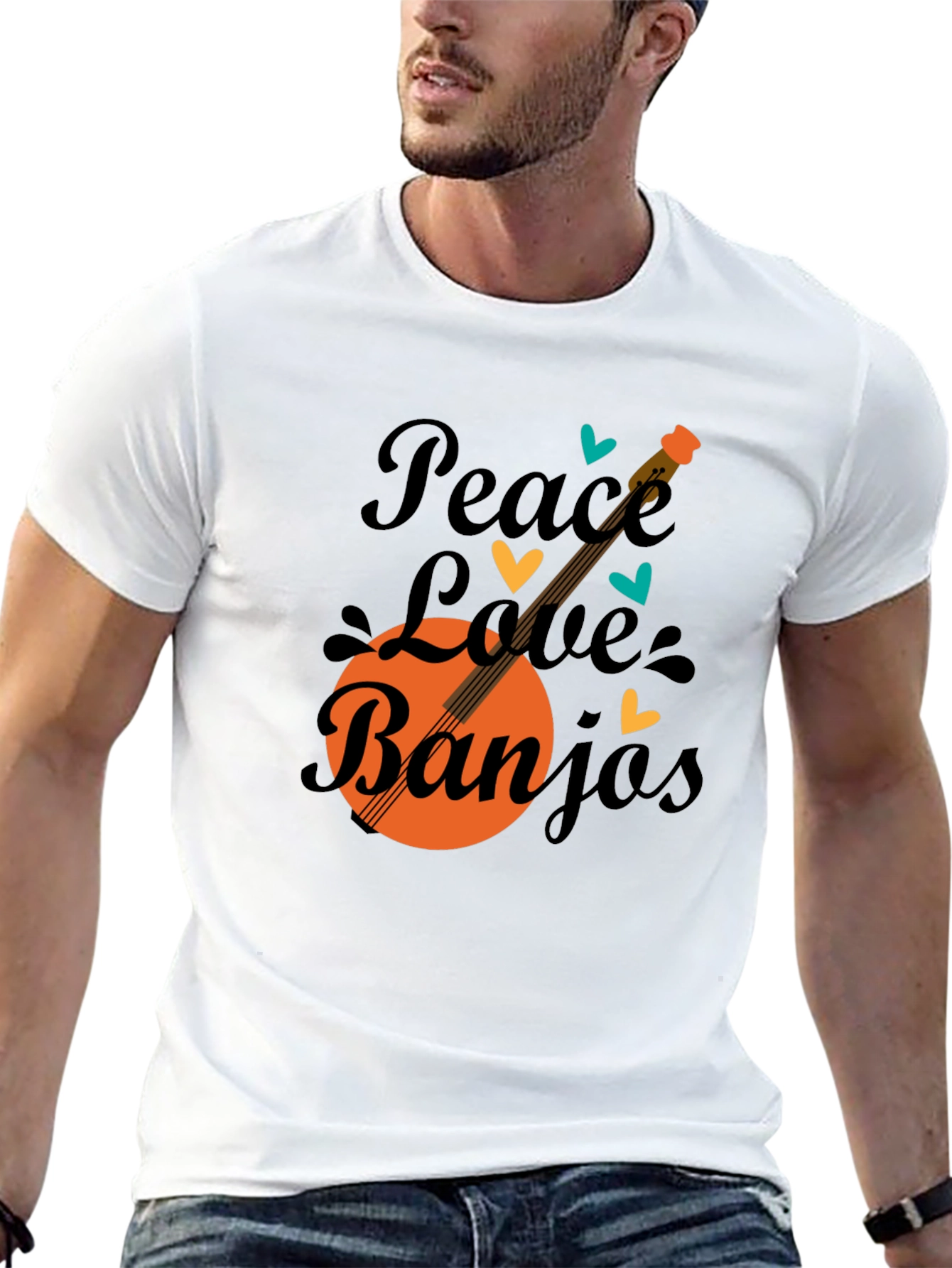 Black Peace Love Banjos T-Shirt - Black view 13