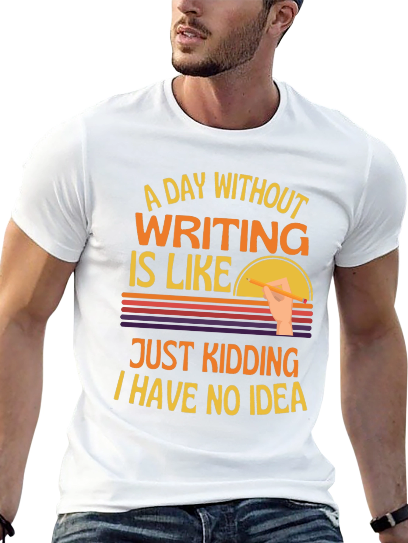 Black Funny Writing T-Shirt - A Day Without Writing view 13