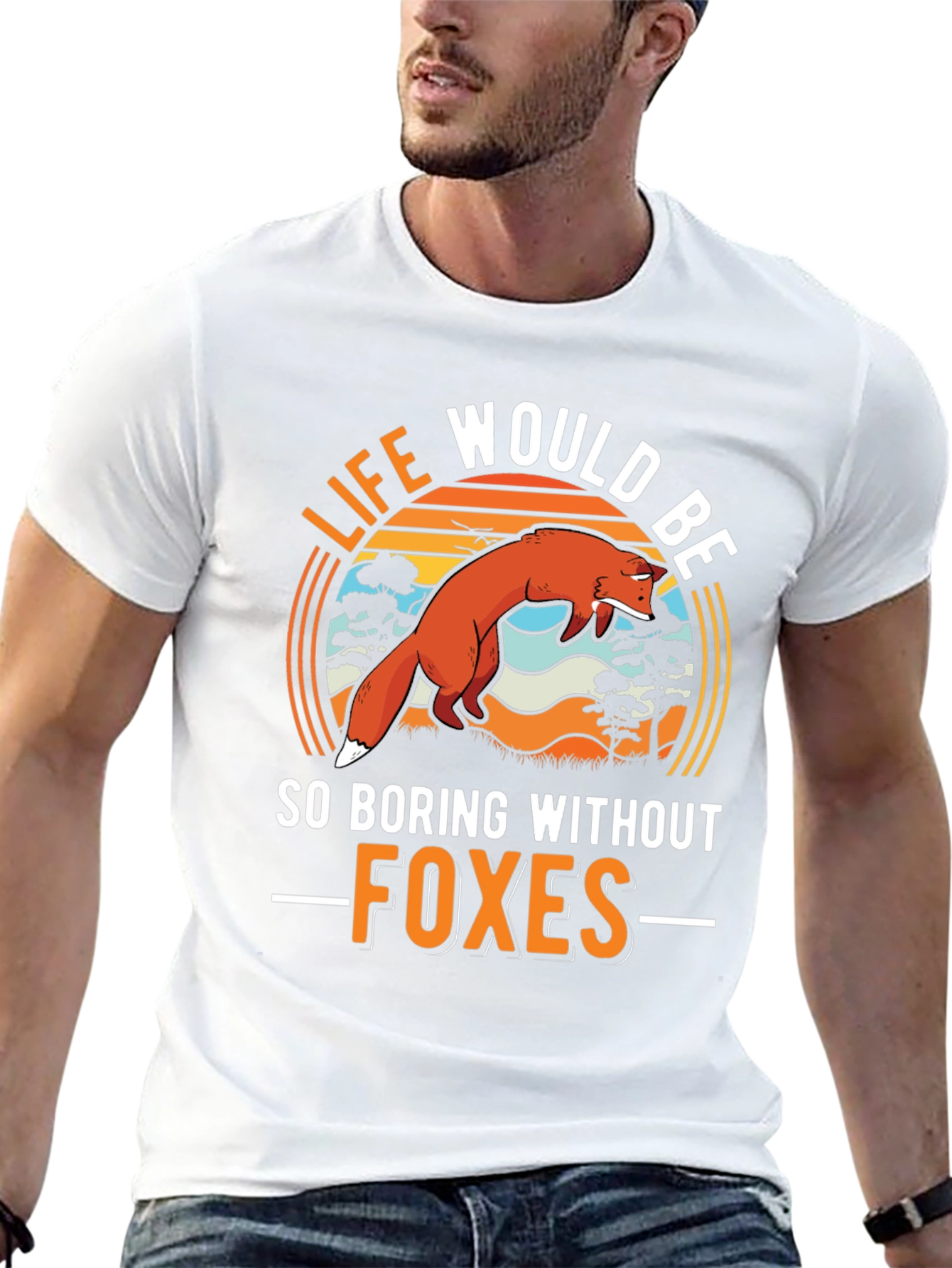 Black Life Would Be So Boring Without Foxes Black T-Shirt view 13