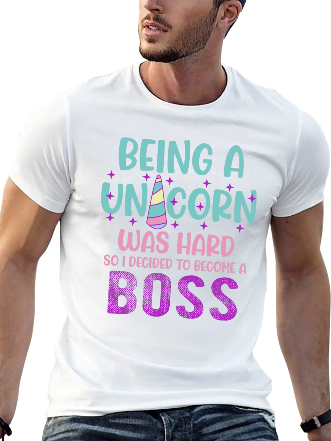 Black Being A Unicorn Was Hard - Funny Novelty T-Shirt view 13