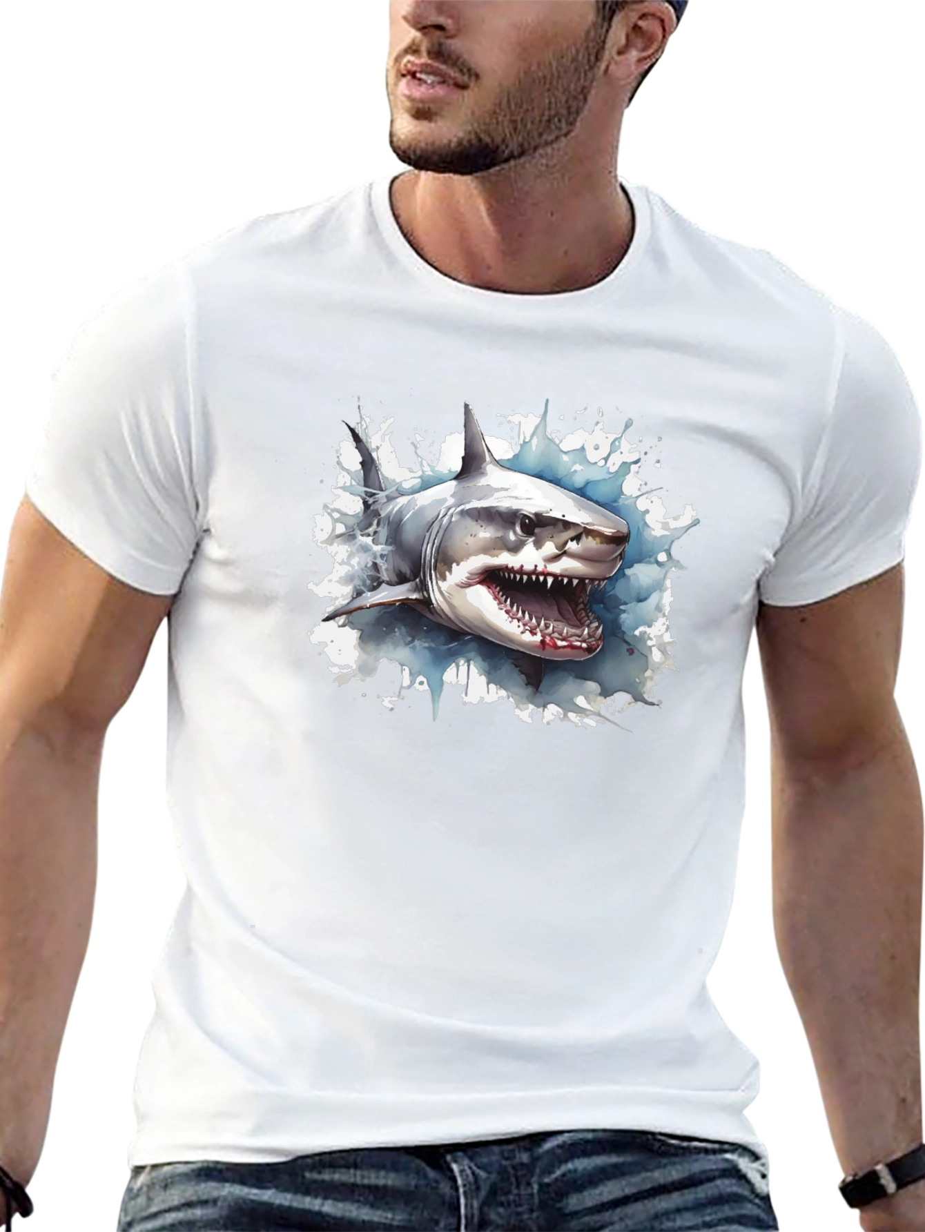 Black Shark Graphic Tee - Stylish Cotton Comfort view 13